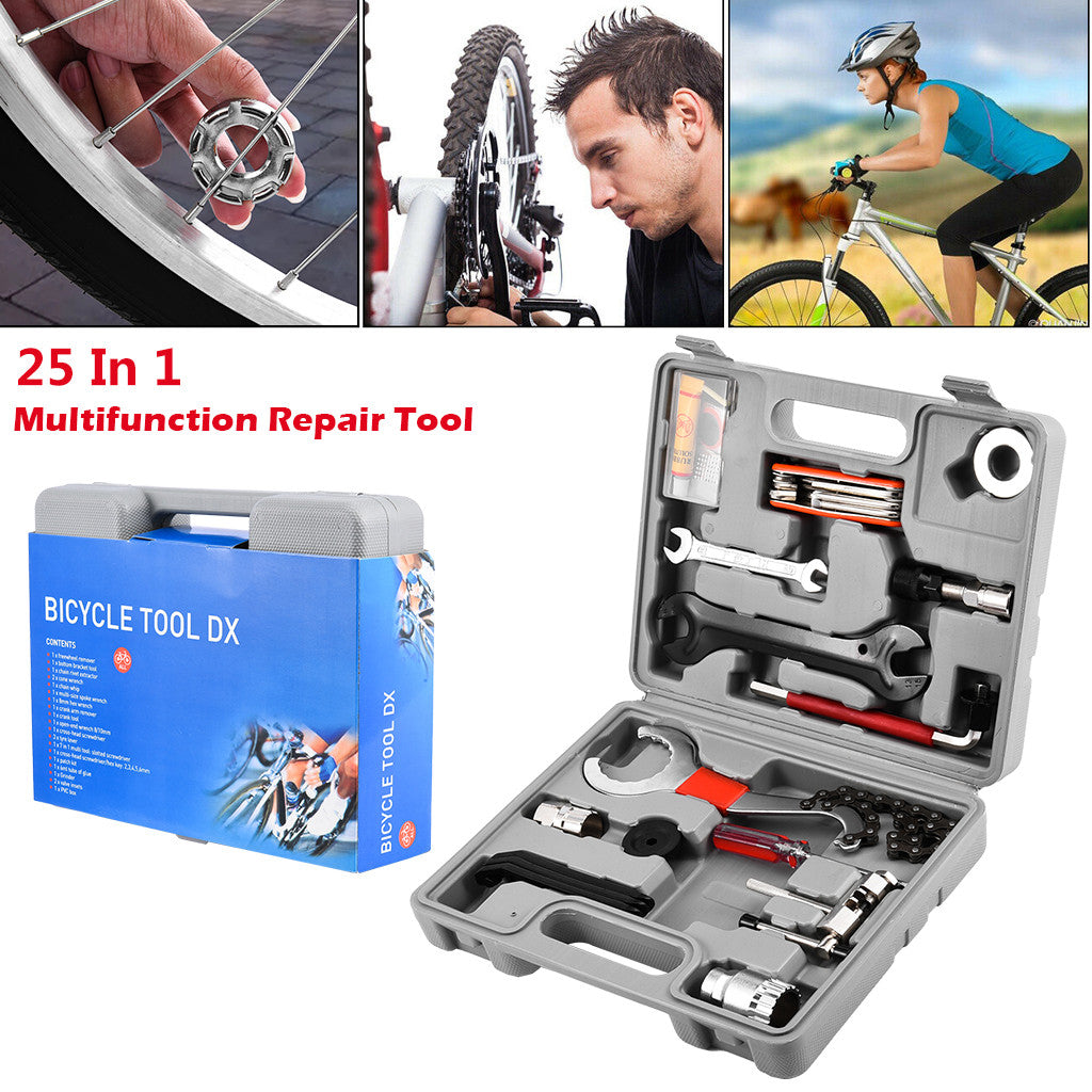 Universal Bicycle Home Mechanic 25pc Tool Kit Set Repair W/ Case by 510_Athletics LLC