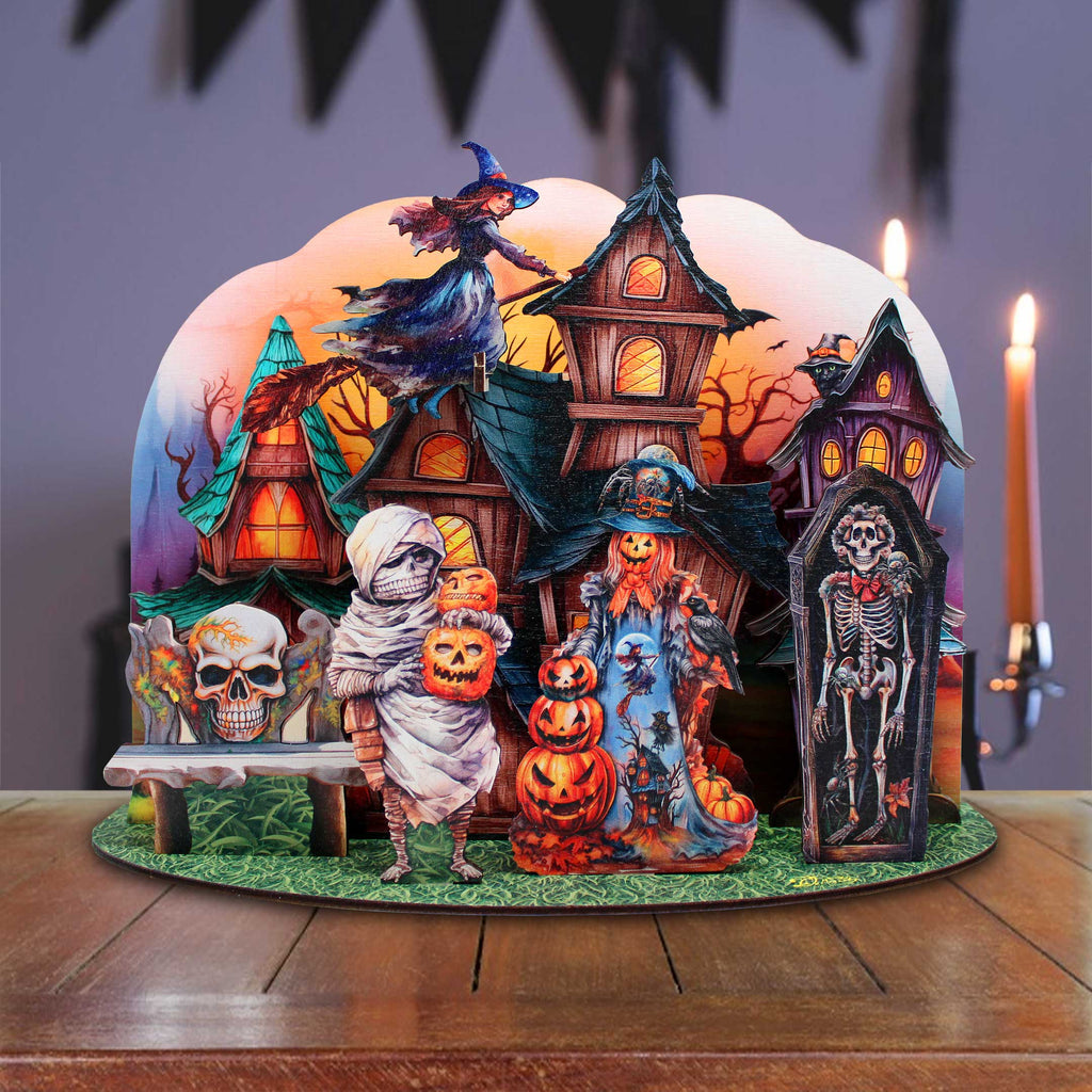 Halloween Spooky Village Eco Wood Decorative Village Eco Wood Set by G. Debrekht - Halloween Decor - 852741-12