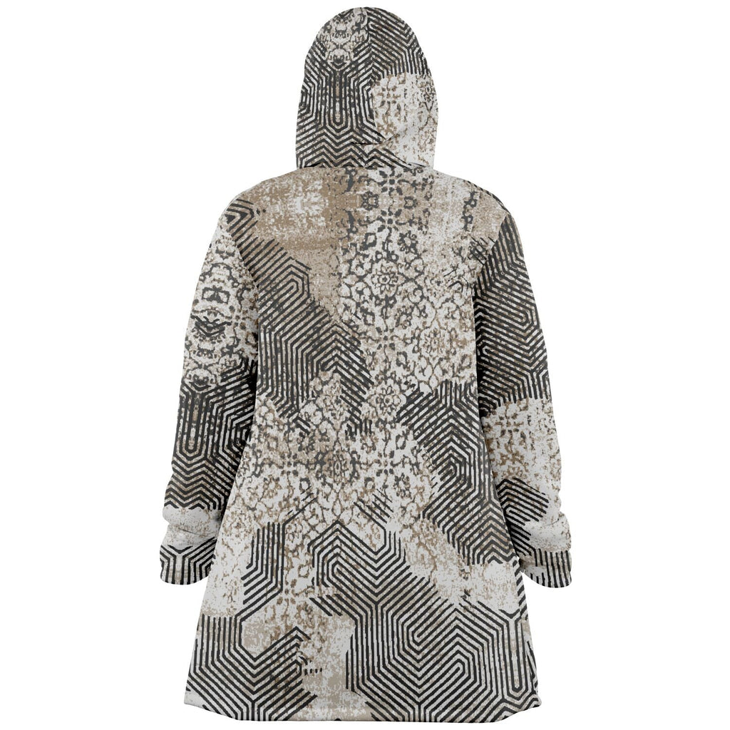 Past and Future Cuddle Cloak | Beige, Brown, Cream | Unisex Minky Sherpa Hooded Coat | Women and Mens Festival Coat | Mountain Fashion by Manifestie