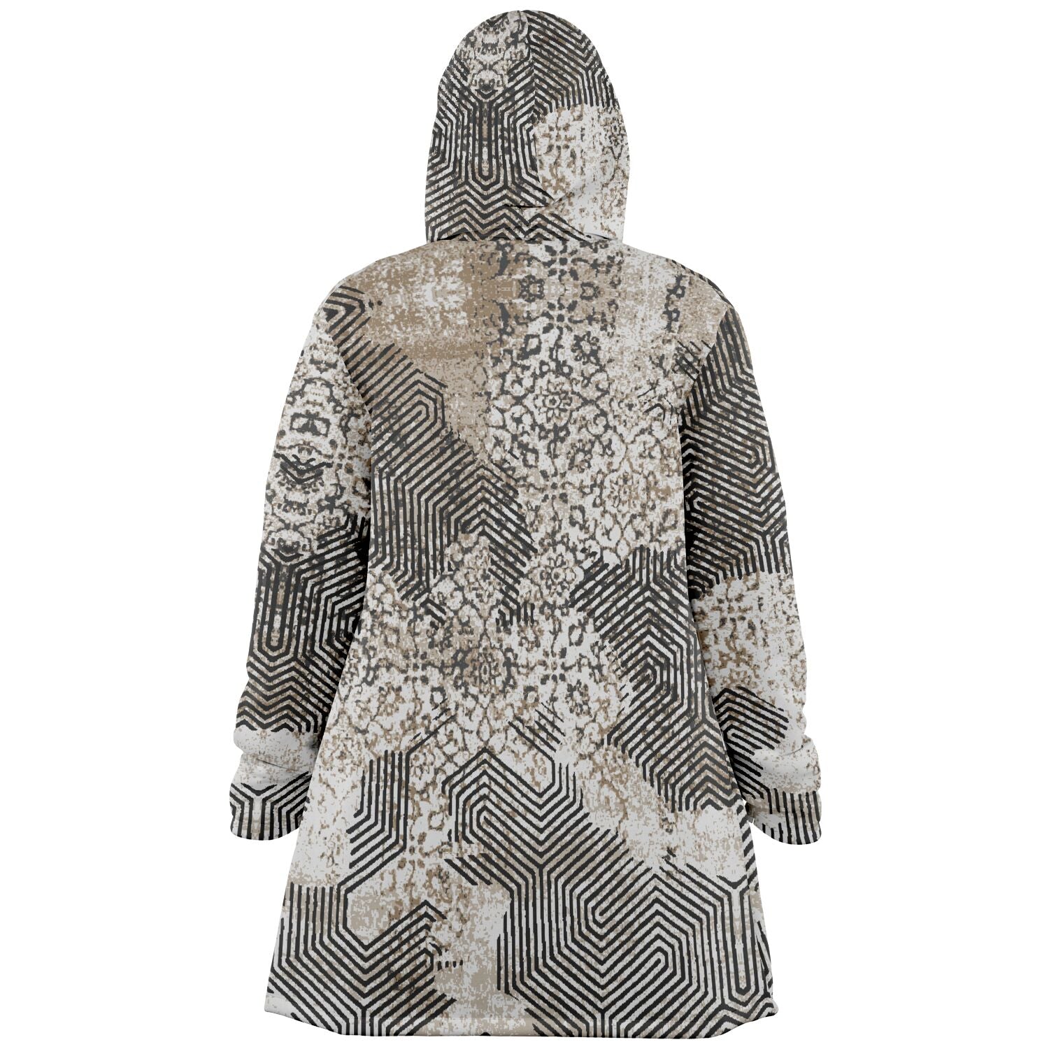 Past and Future Cuddle Cloak | Beige, Brown, Cream | Unisex Minky Sherpa Hooded Coat | Women and Mens Festival Coat | Mountain Fashion by Manifestie