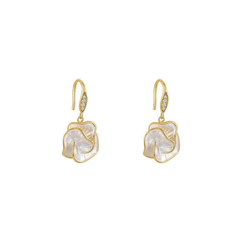Women's Luxury Camellia Flower Geometric Earrings Alloy Jewelry 2.7x1.3 cm