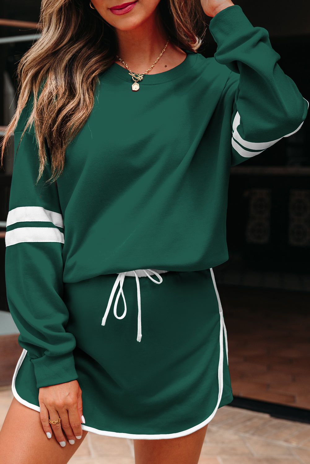 Sophia Shoulder Pullover Mini Skirt by Threaded Pear