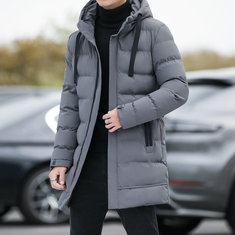 Long Hooded Jacket Men Winter Warm Windproof Coat Fashion Solid Color Clothes Outdoor by 510_Athletics LLC