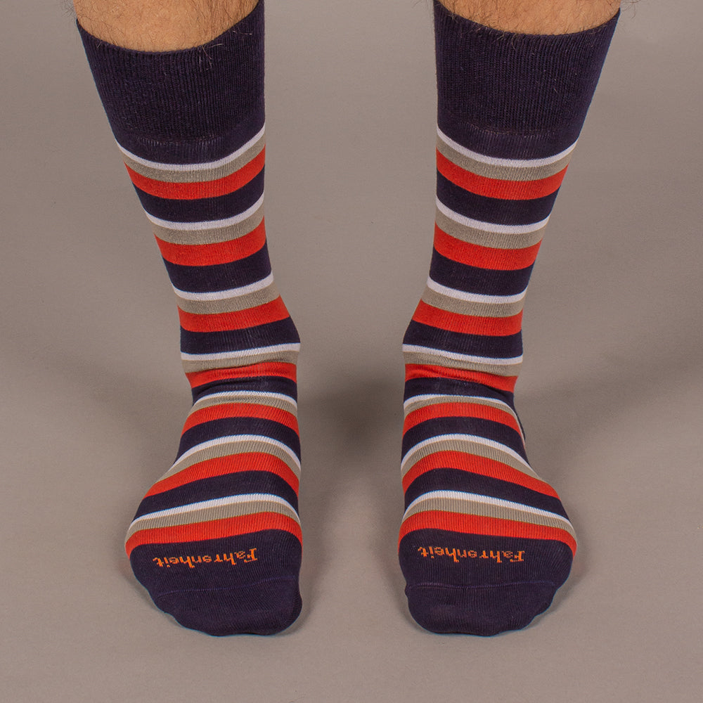 Men's Sock in Stripe Red/Navy by Fahrenheit