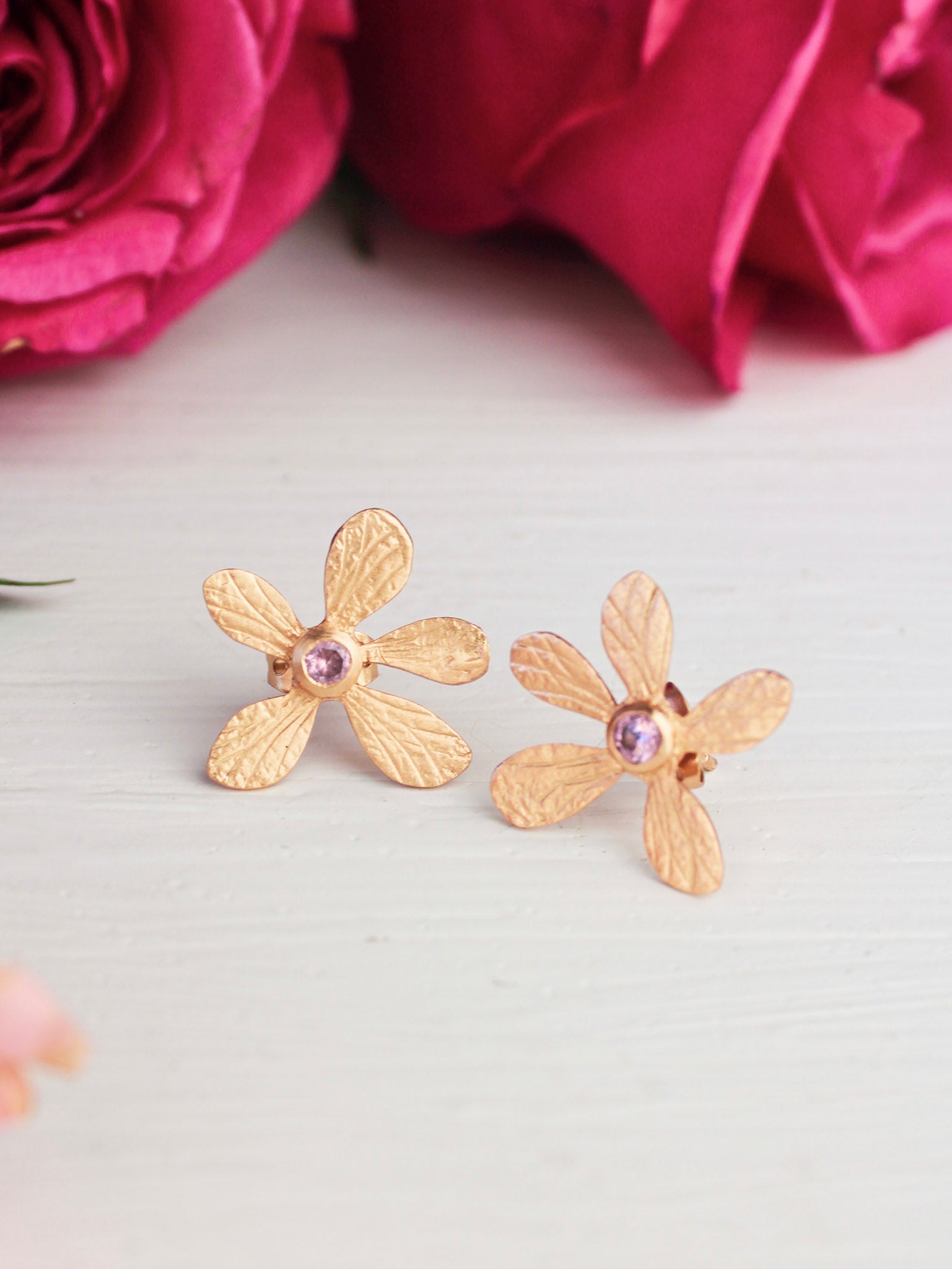 Five Petal Wild Flower Earrings by Ash & Rose