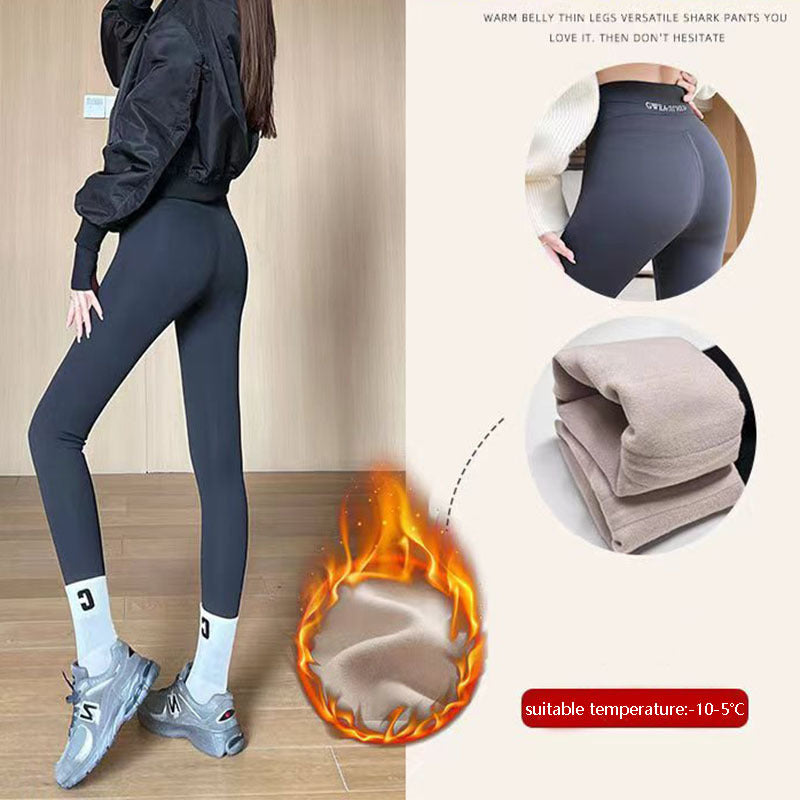 Fleece Thickened Leggings Winter -20 To 5 Shark Pants For Women High Waist Tight Skinny Tummy Control Buttocks Slimming Yoga Pants by 510_Athletics LLC