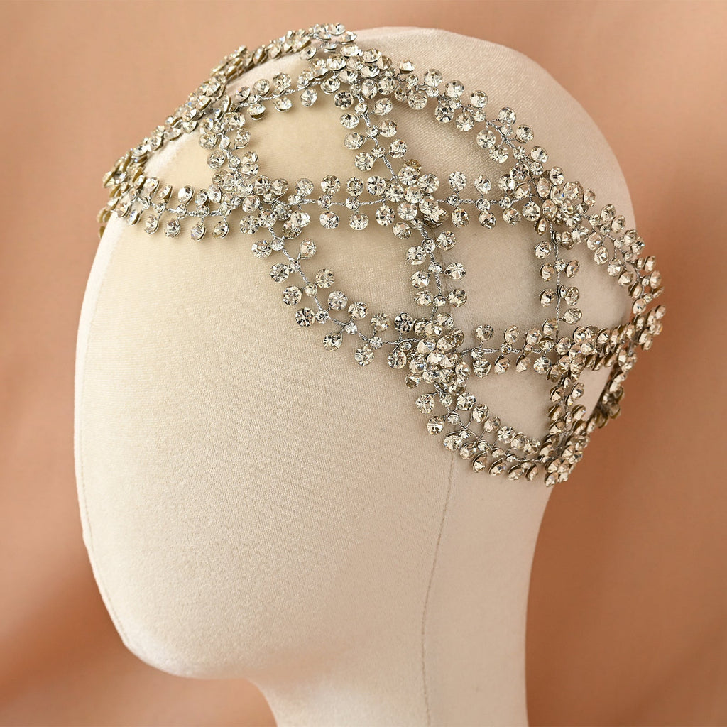 Silver Rhinestone Bridal Tiara Wedding Headpiece - Bridella BHP243-S by Bridella