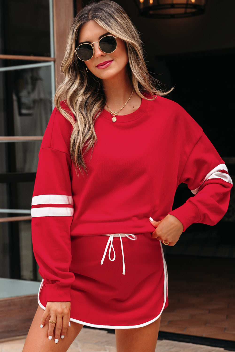 Sophia Shoulder Pullover Mini Skirt by Threaded Pear