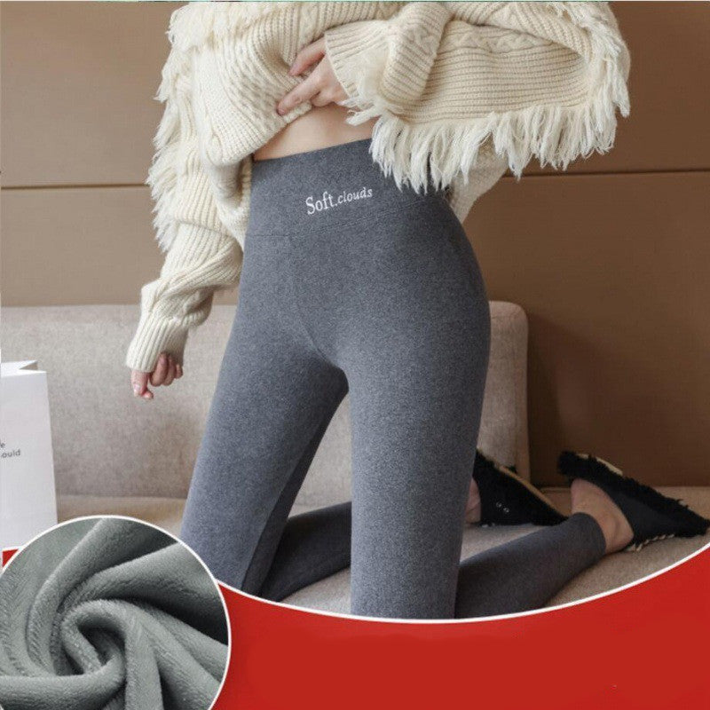 Women's High Waist Plus Velvet Thick Slim Slimming Leggings by 510_Athletics LLC