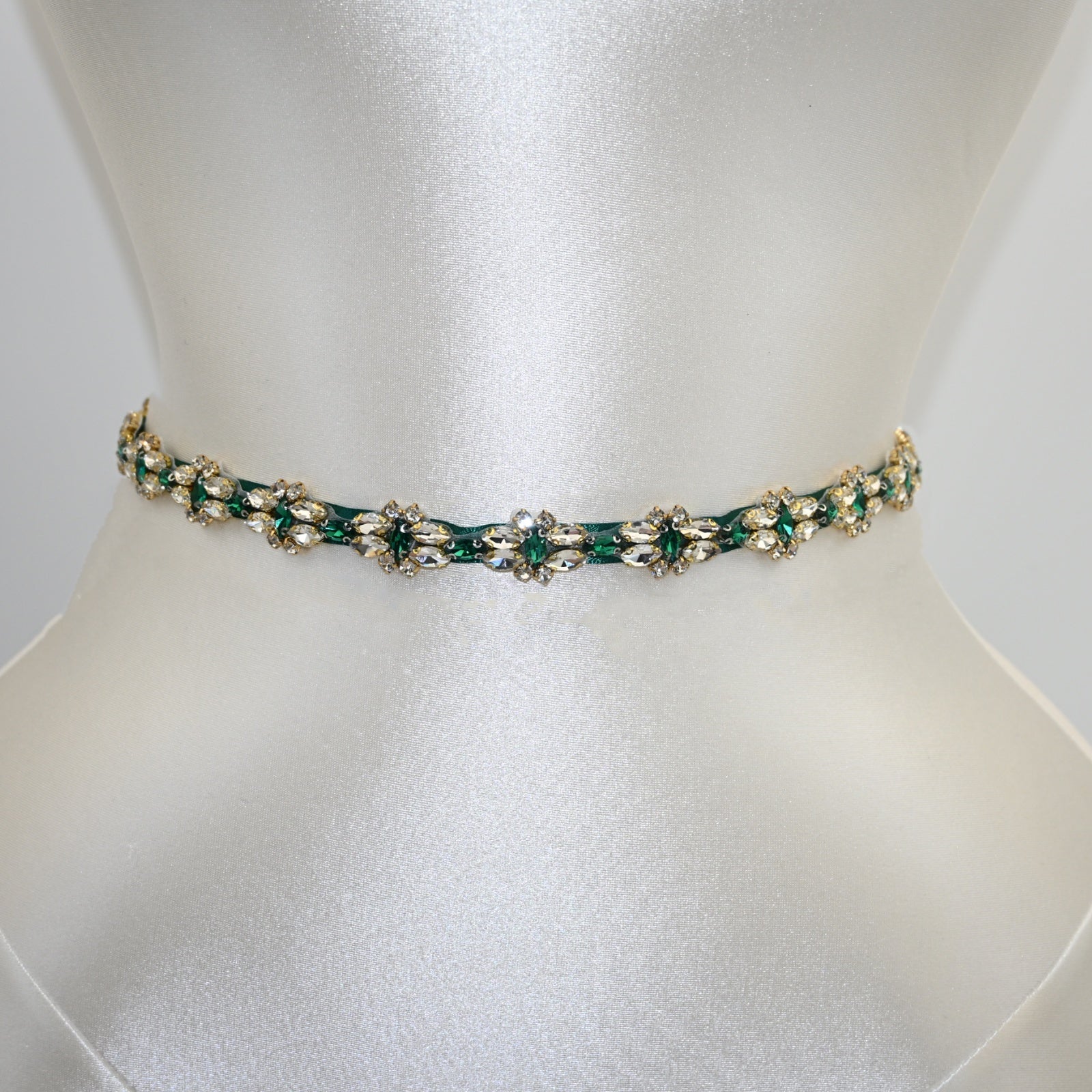 Green Rhinestone Bridal Belt Wedding Sash – Bridella BS333GKL by Bridella