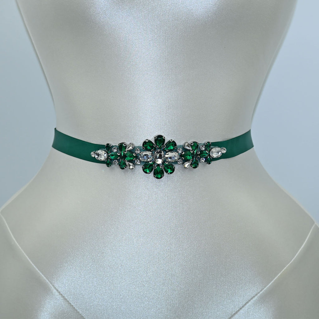 Green Rhinestone Bridal Belt Wedding Sash – Bridella BS45KL by Bridella