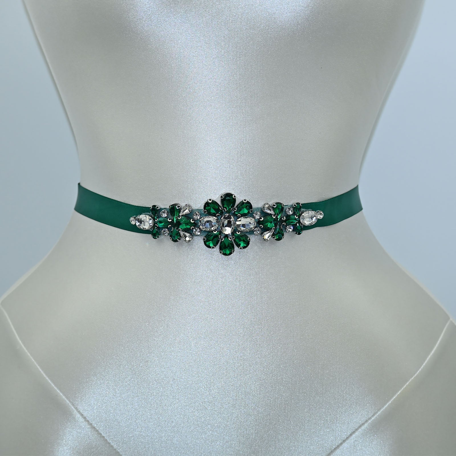 Green Rhinestone Bridal Belt Wedding Sash – Bridella BS45KL by Bridella