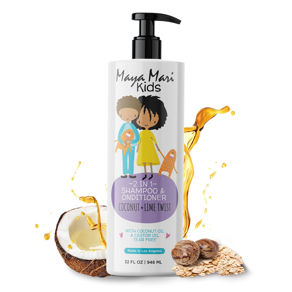 Maya Mari Kids 2-in-1 Shampoo and Conditioner With Coconut Oil and Castor Oil, Creamy Coconut and Lime Twist, Tear-Free, 32 oz by  Los Angeles Brands