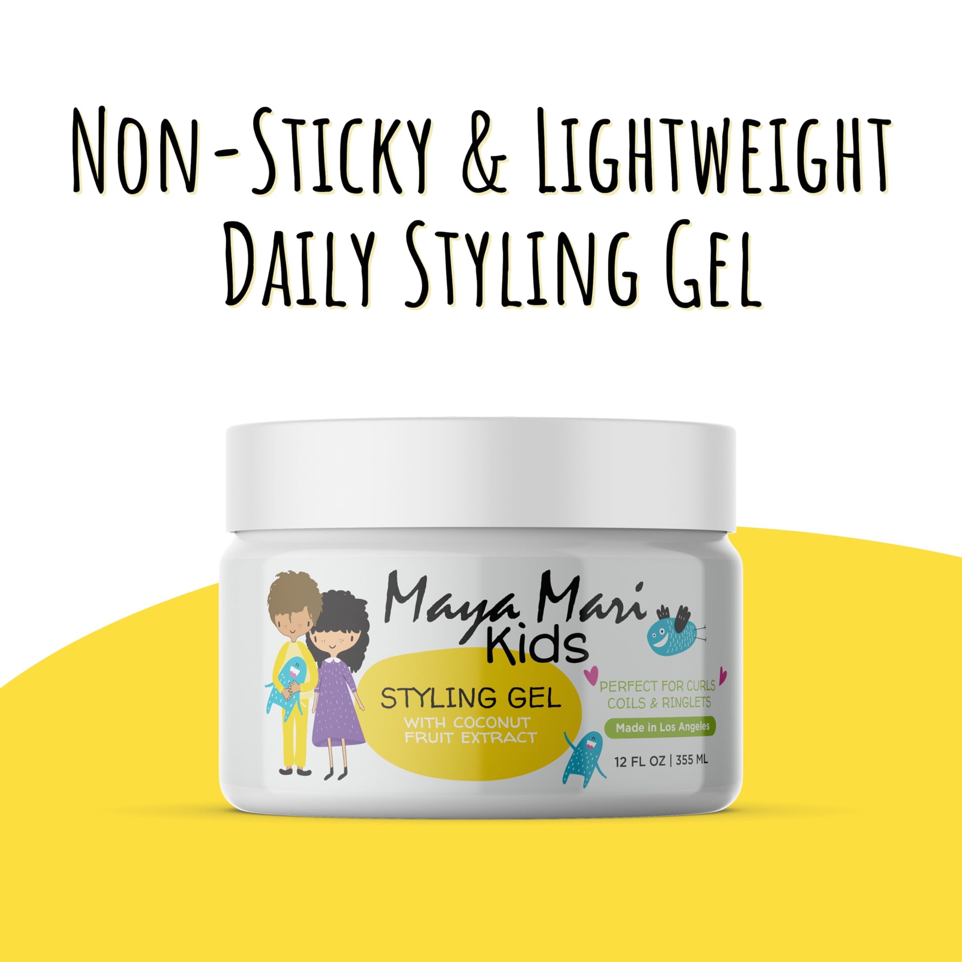 Maya Mari Kids Hair Styling Gel with Coconut Fruit Extract – Lightweight Styling Gel for Textured and Curly Hair,  12 oz by  Los Angeles Brands