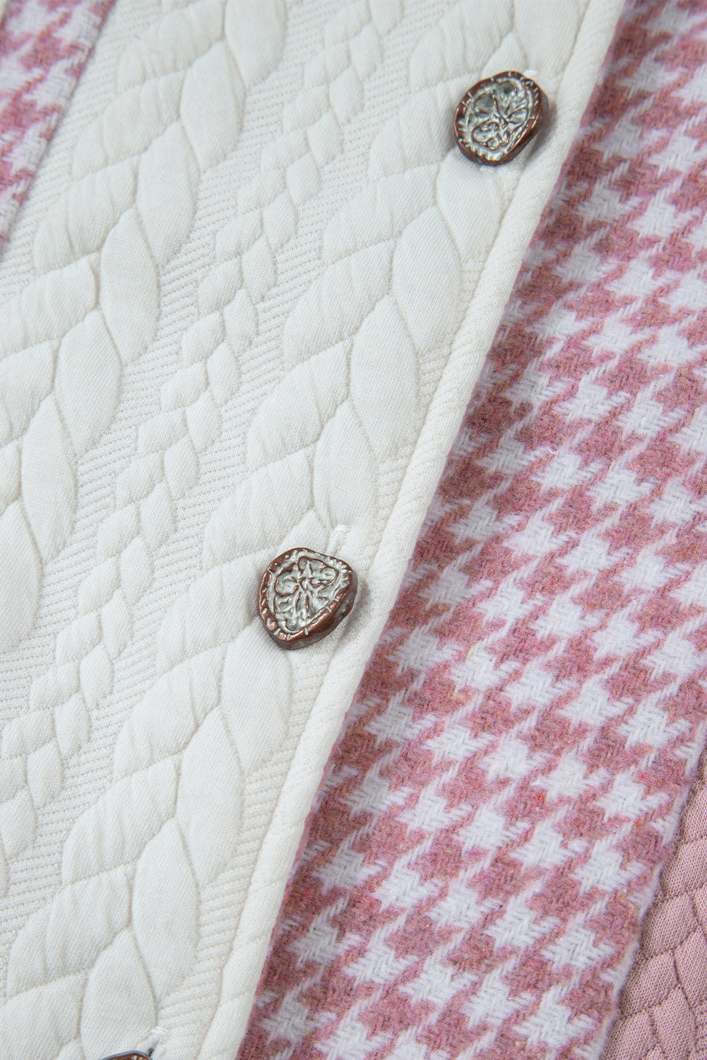 Luna Houndstooth Loose Shacket - Threaded Pear