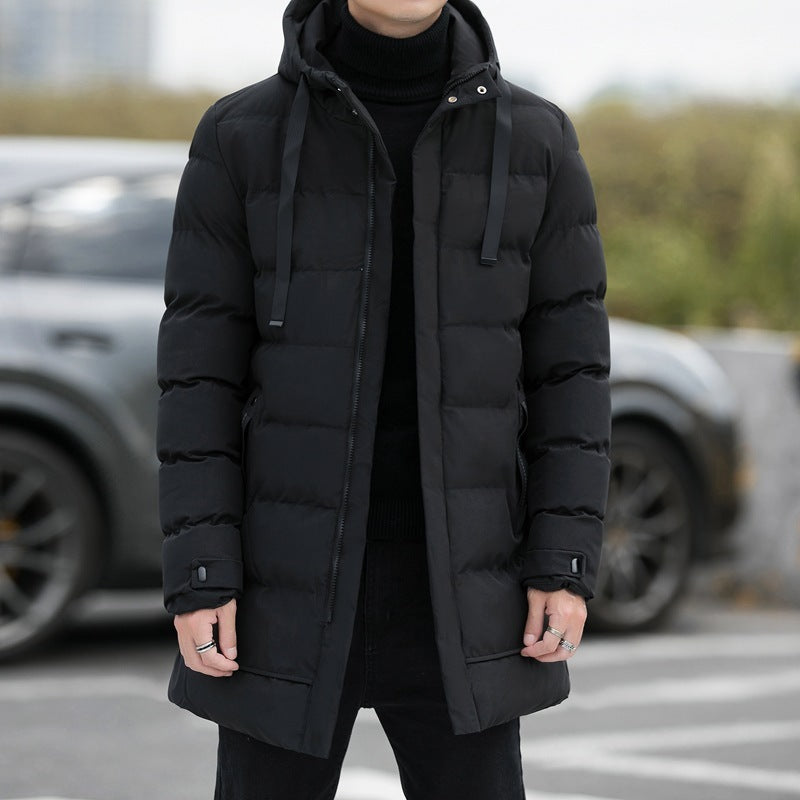 Long Hooded Jacket Men Winter Warm Windproof Coat Fashion Solid Color Clothes Outdoor by 510_Athletics LLC