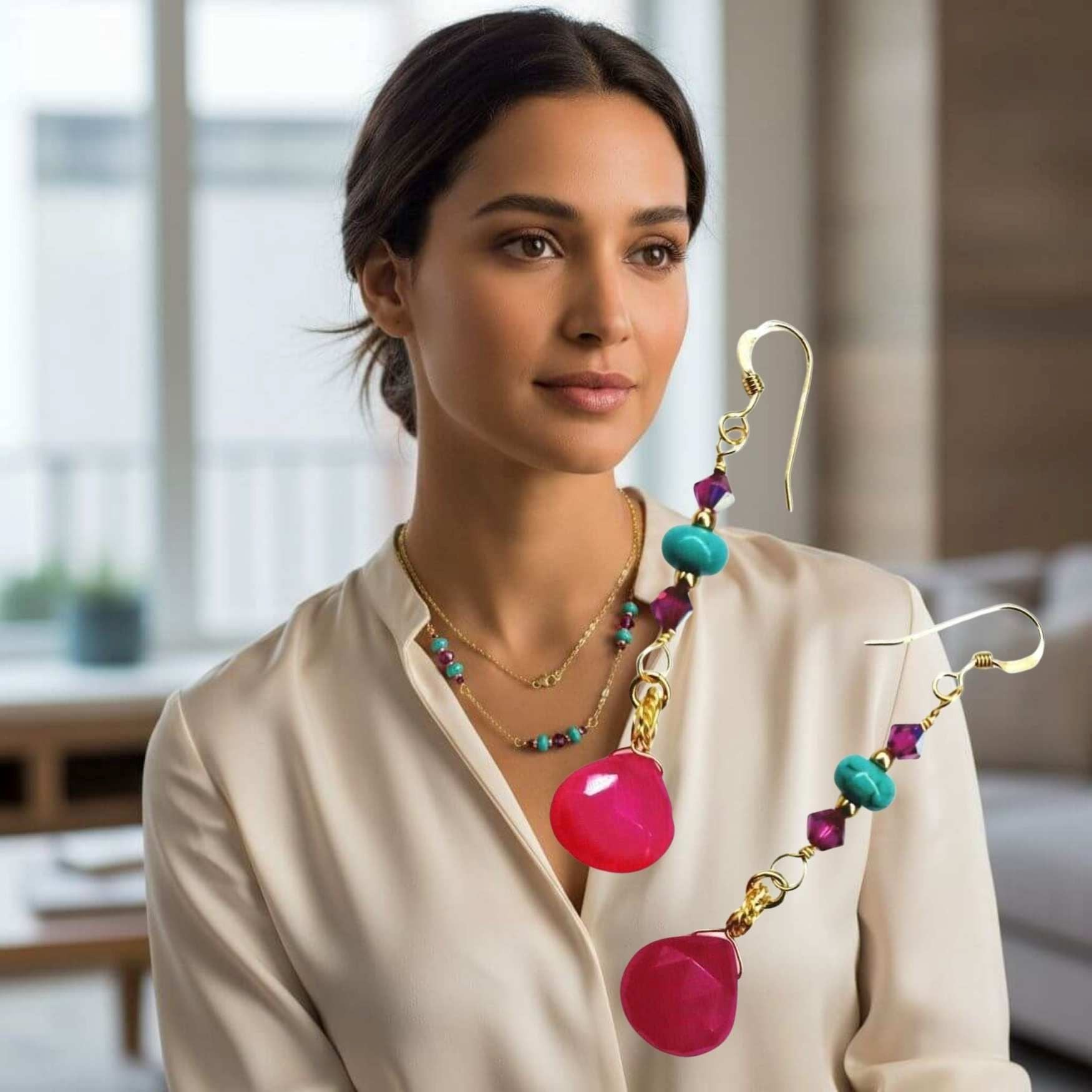 8-Piece Pink & Turquoise Gemstone Jewelry Bundle Save 35%