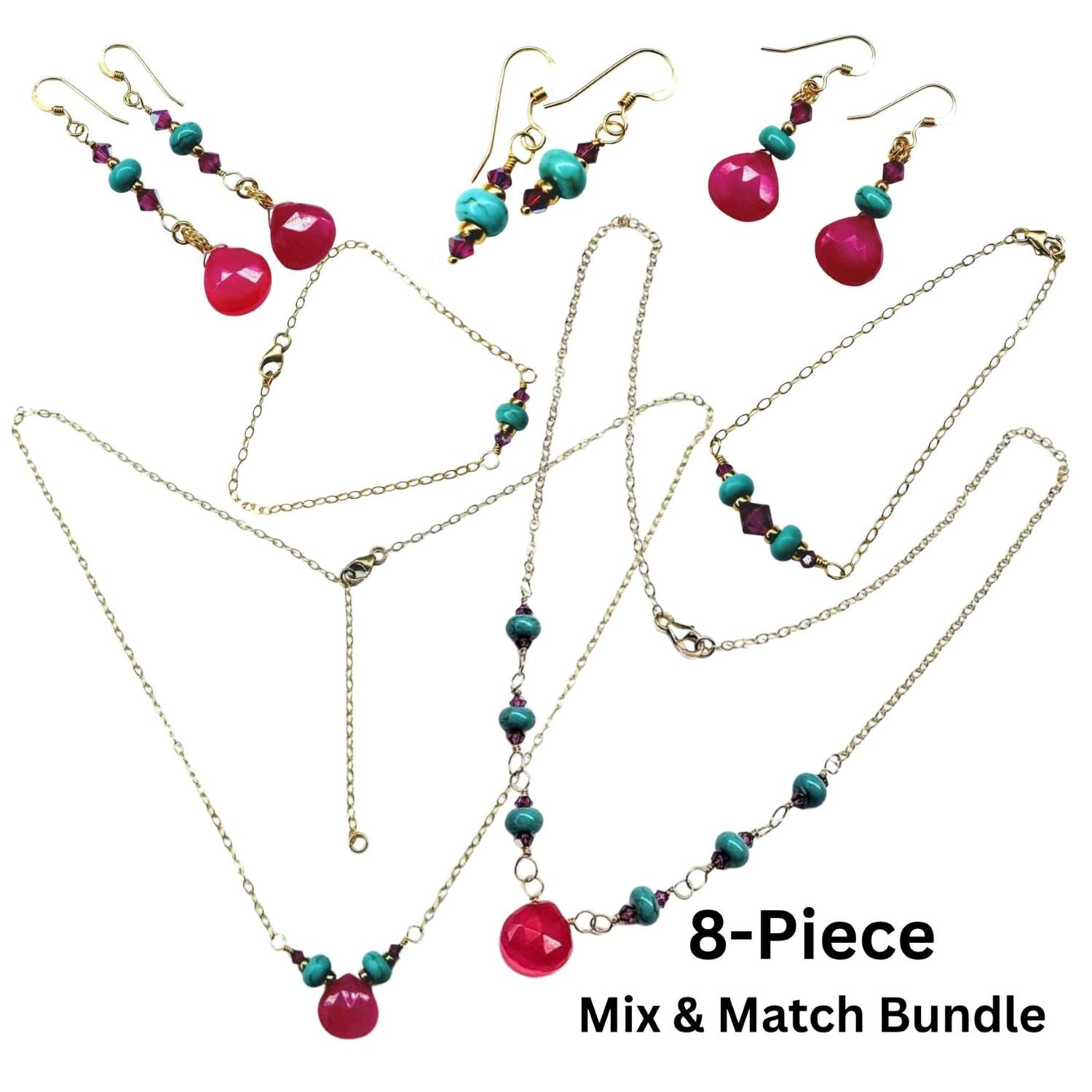 8-Piece Pink & Turquoise Gemstone Jewelry Bundle Save 35%