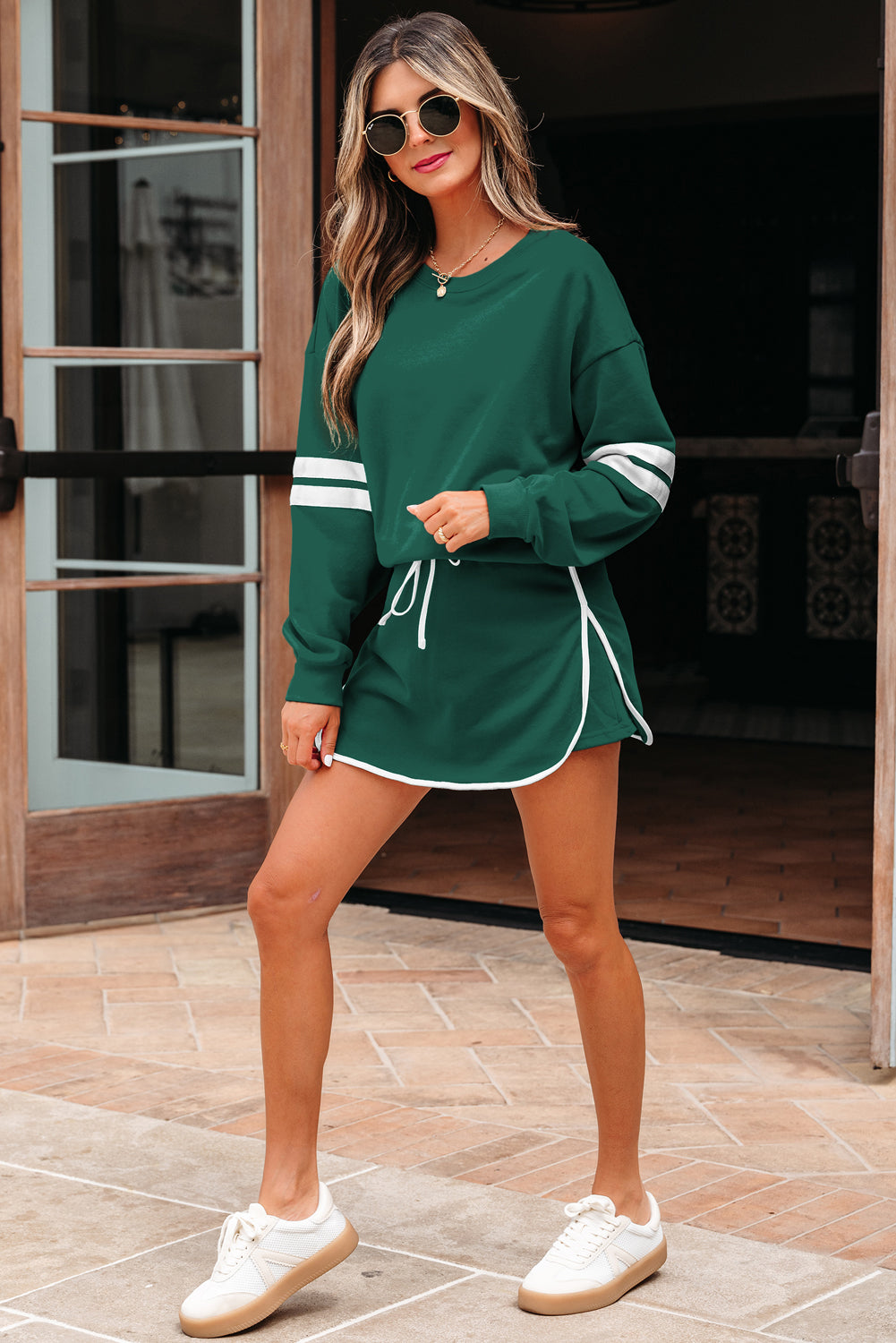 Sophia Shoulder Pullover Mini Skirt by Threaded Pear