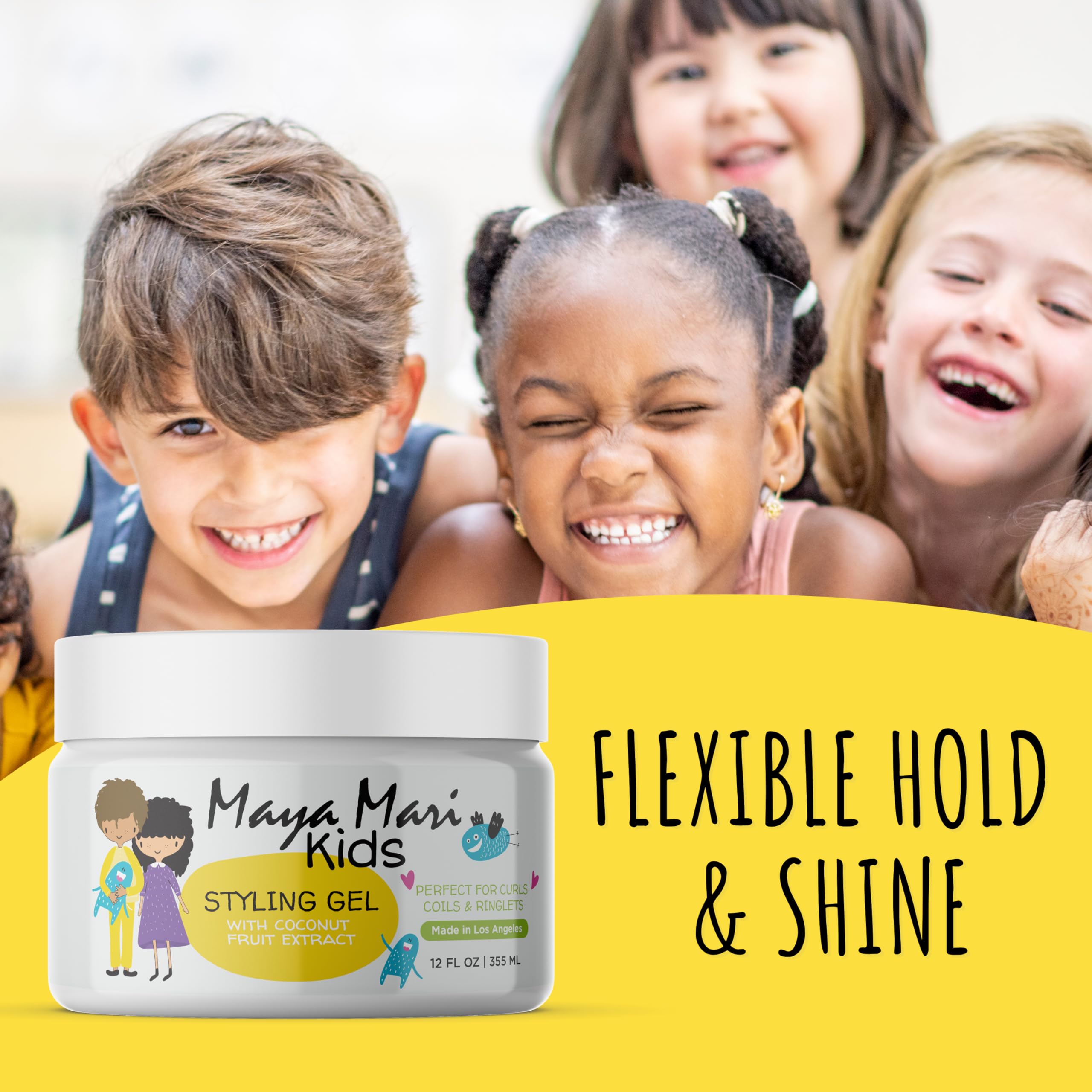 Maya Mari Kids Hair Styling Gel with Coconut Fruit Extract – Lightweight Styling Gel for Textured and Curly Hair,  12 oz by  Los Angeles Brands