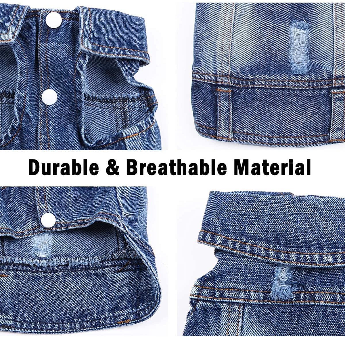 Pet Dog Cat Blue Denim Jeans Jacket Coat Vest - Furr Baby Gifts