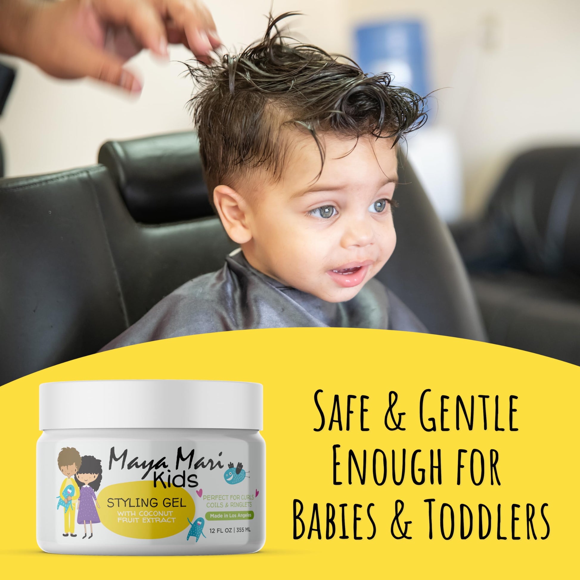 Maya Mari Kids Hair Styling Gel with Coconut Fruit Extract – Lightweight Styling Gel for Textured and Curly Hair,  12 oz by  Los Angeles Brands
