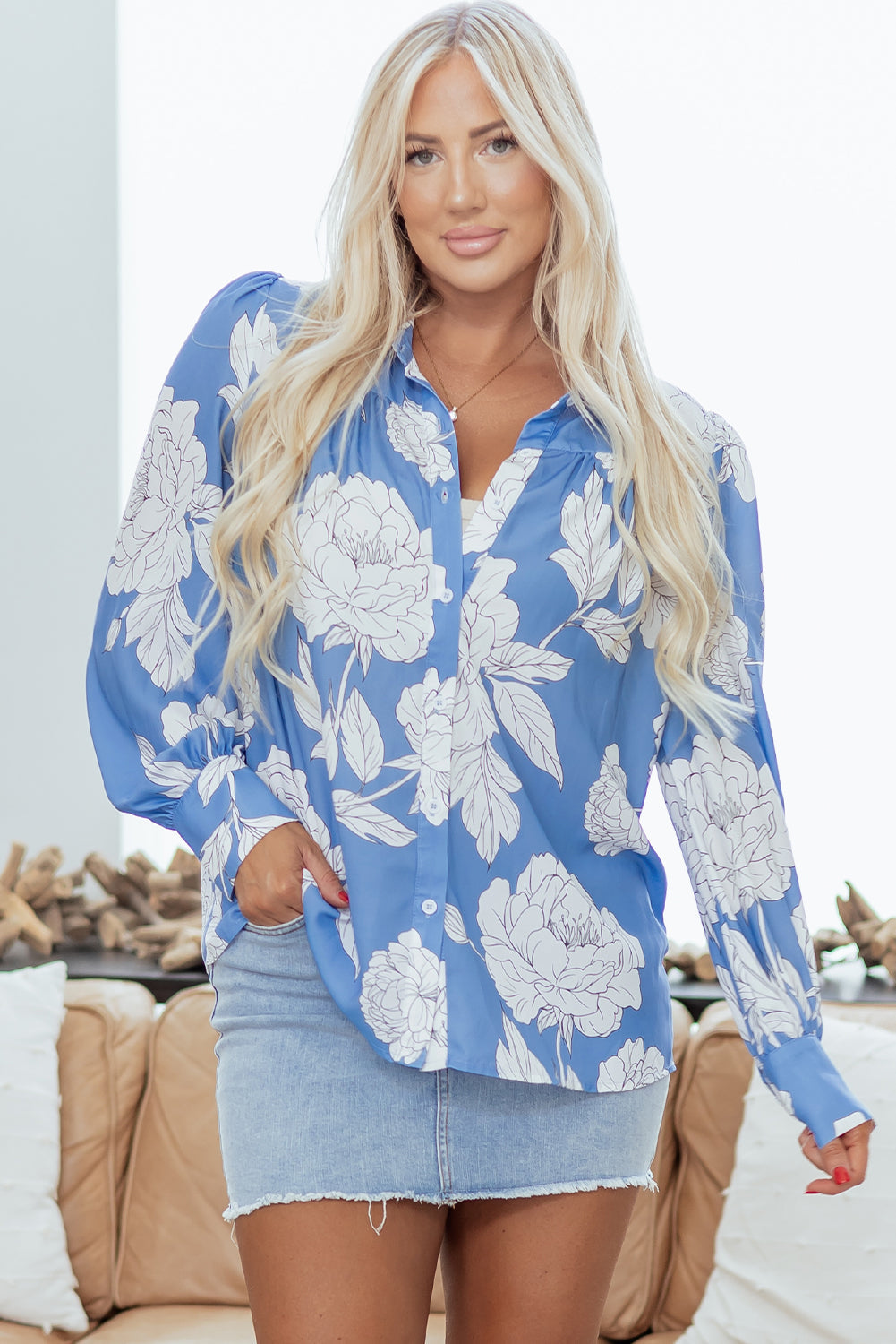 Carmen Detail Puff Sleeve Shirt by Threaded Pear