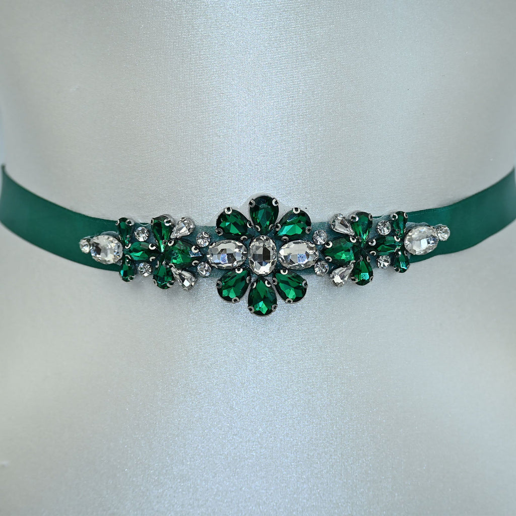 Green Rhinestone Bridal Belt Wedding Sash – Bridella BS45KL by Bridella