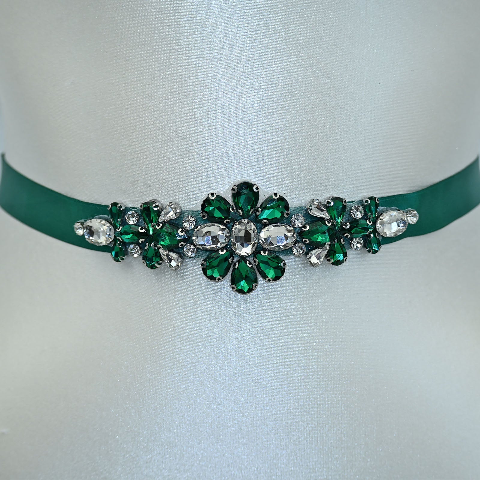 Green Rhinestone Bridal Belt Wedding Sash – Bridella BS45KL by Bridella