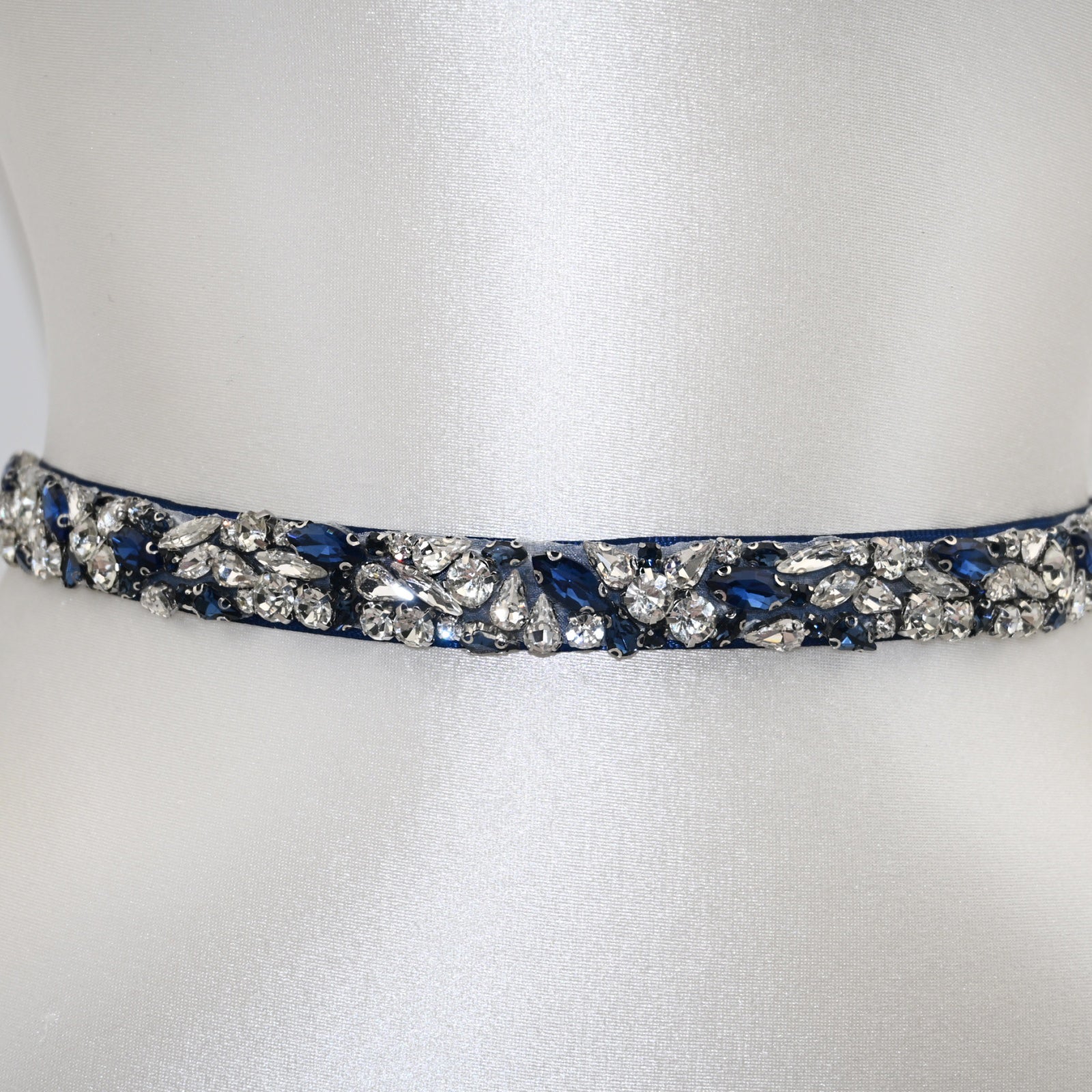 Navy Rhinestone Bridal Belt – Bridella BS85ML by Bridella