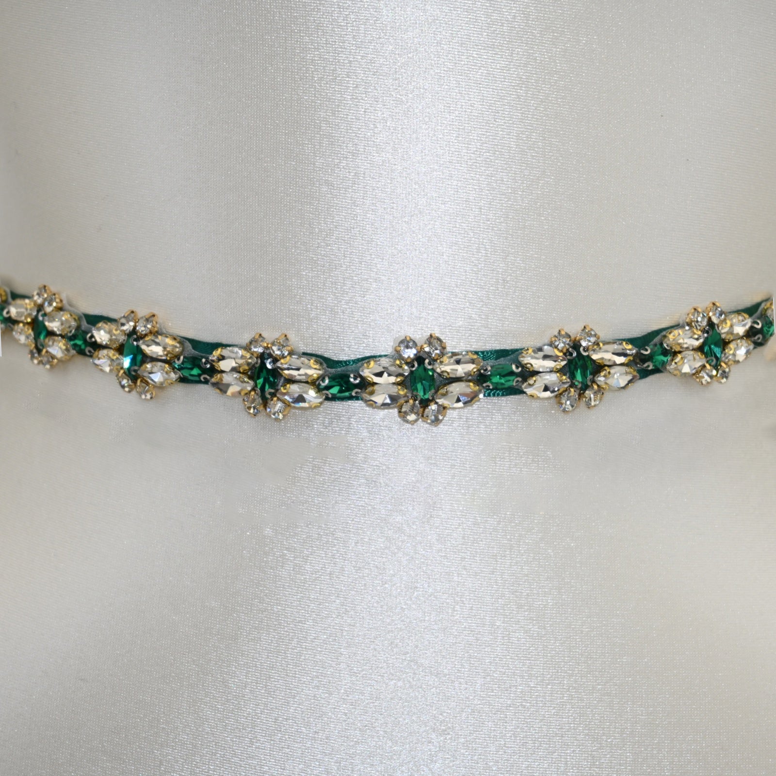 Green Rhinestone Bridal Belt Wedding Sash – Bridella BS333GKL by Bridella
