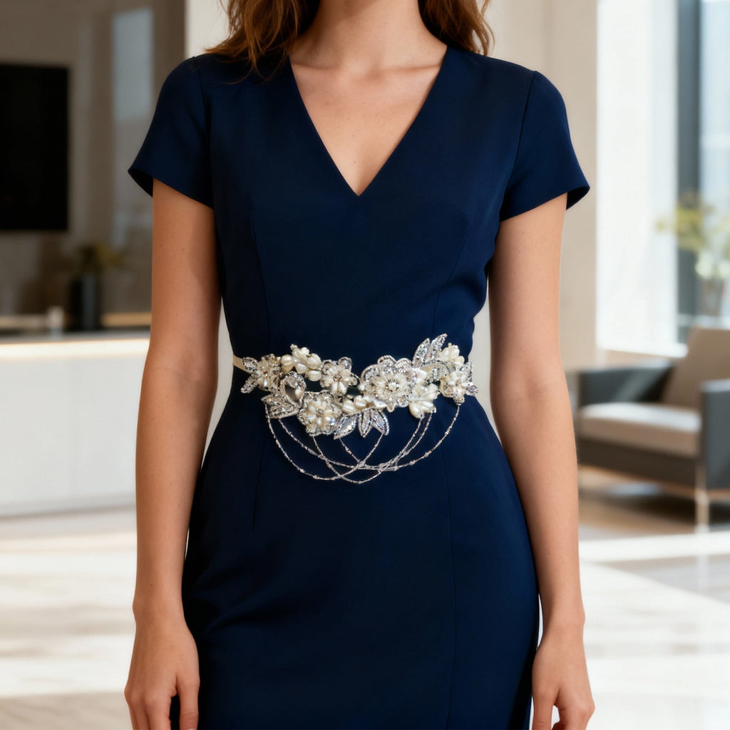 Off White Rhinestone Pearl Bridal Belt Wedding Sash – Bridella BS80 by Bridella