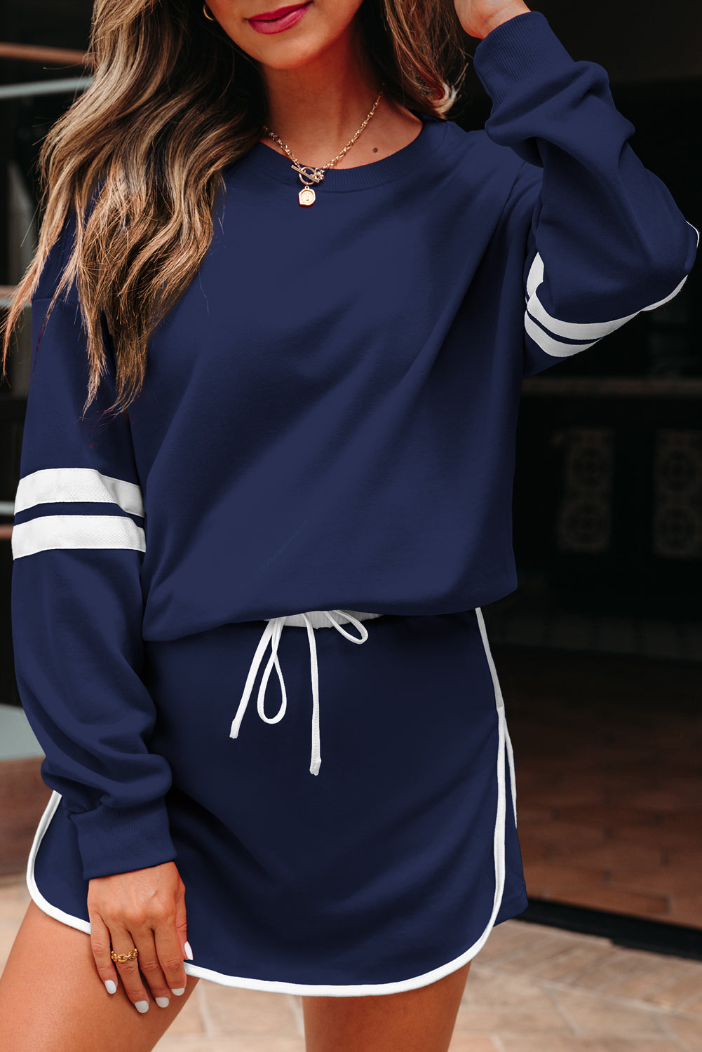 Sophia Shoulder Pullover Mini Skirt by Threaded Pear