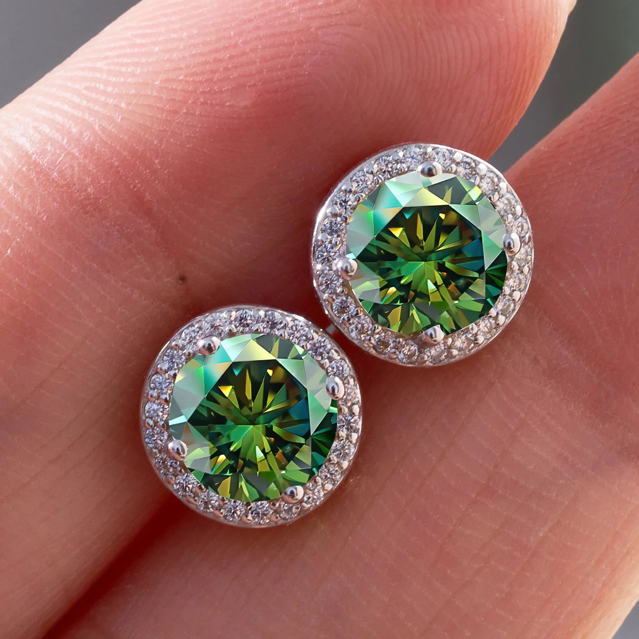 925 Sterling Silver 1ct Moissanite Round Stud Earrings Bridal Wedding Gift