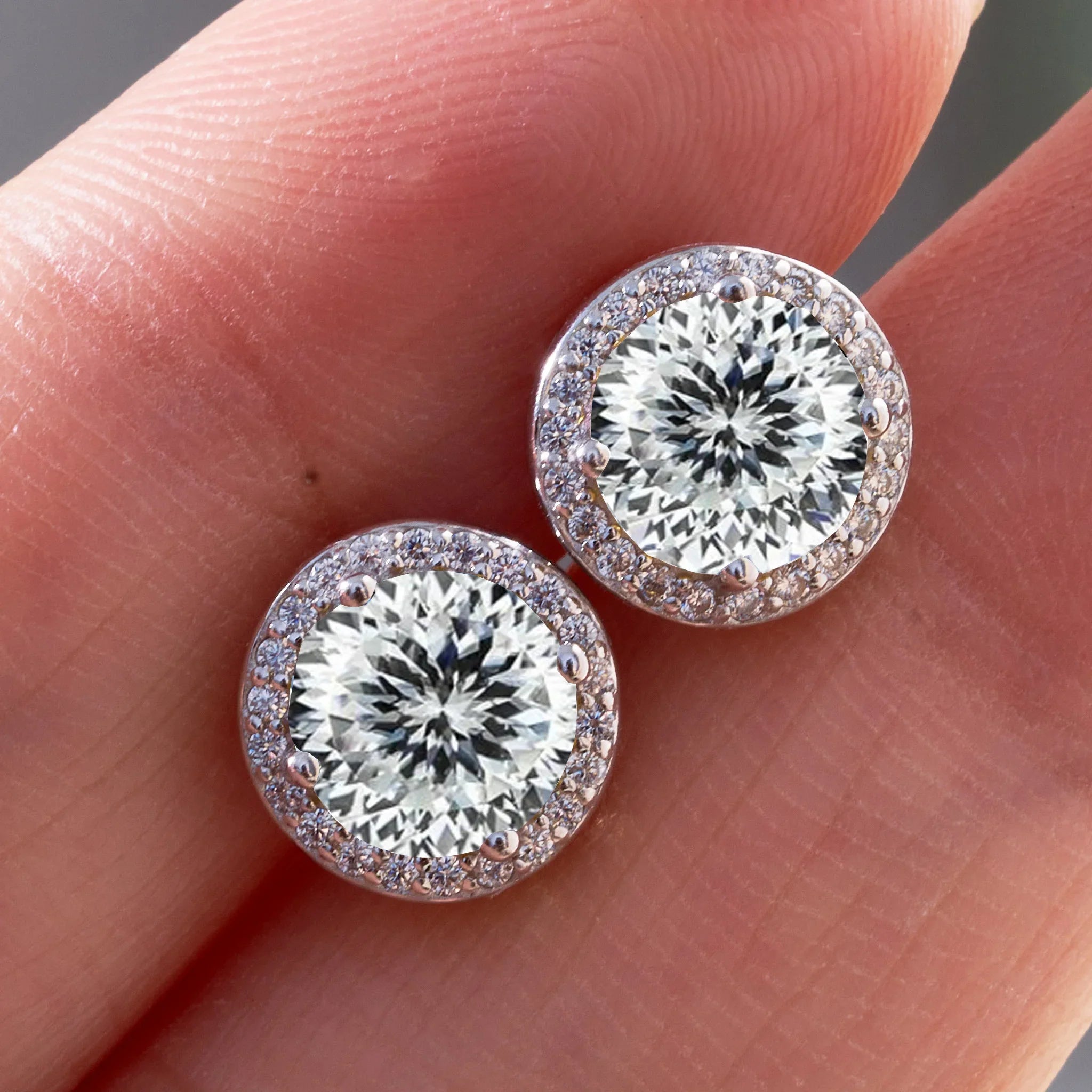 925 Sterling Silver 1ct Moissanite Round Stud Earrings Bridal Wedding Gift