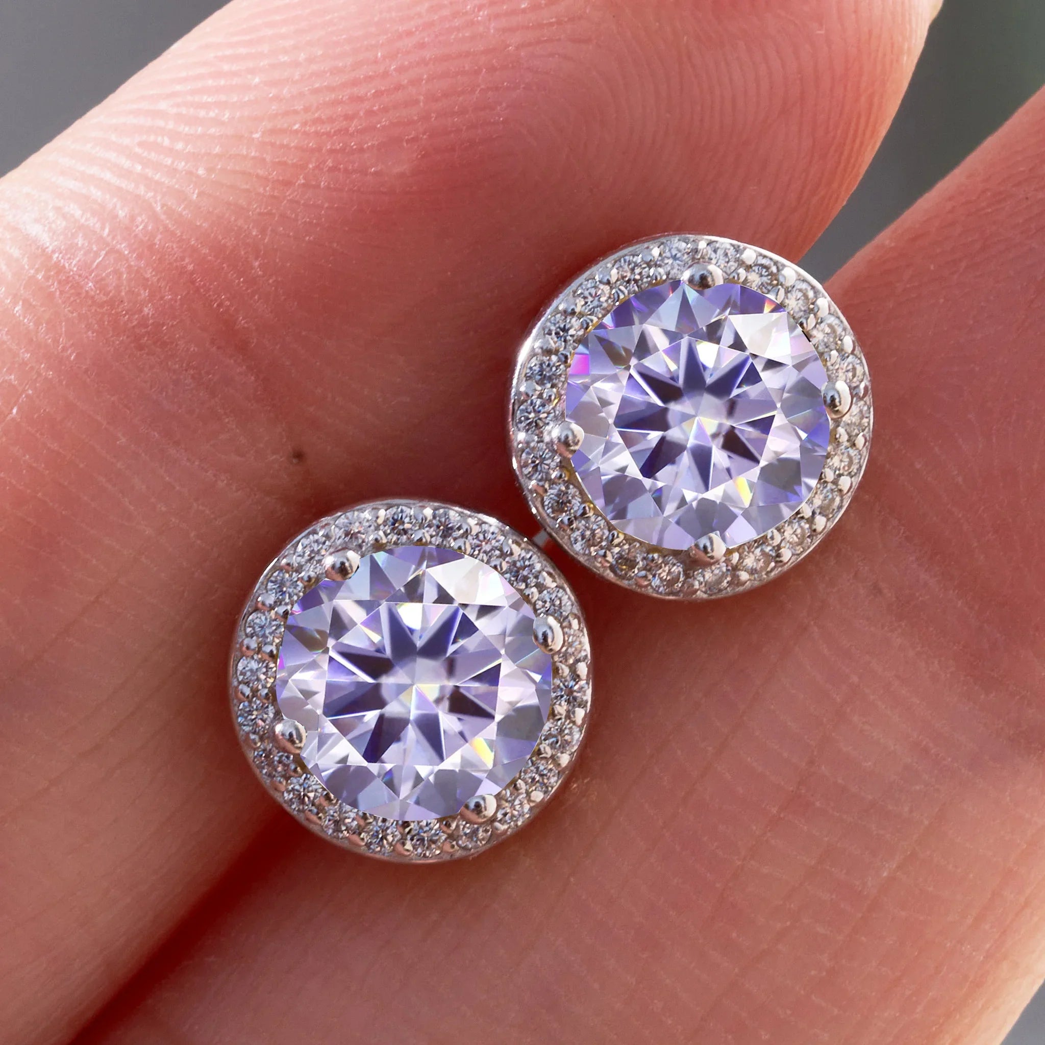 925 Sterling Silver 1ct Moissanite Round Stud Earrings Bridal Wedding Gift