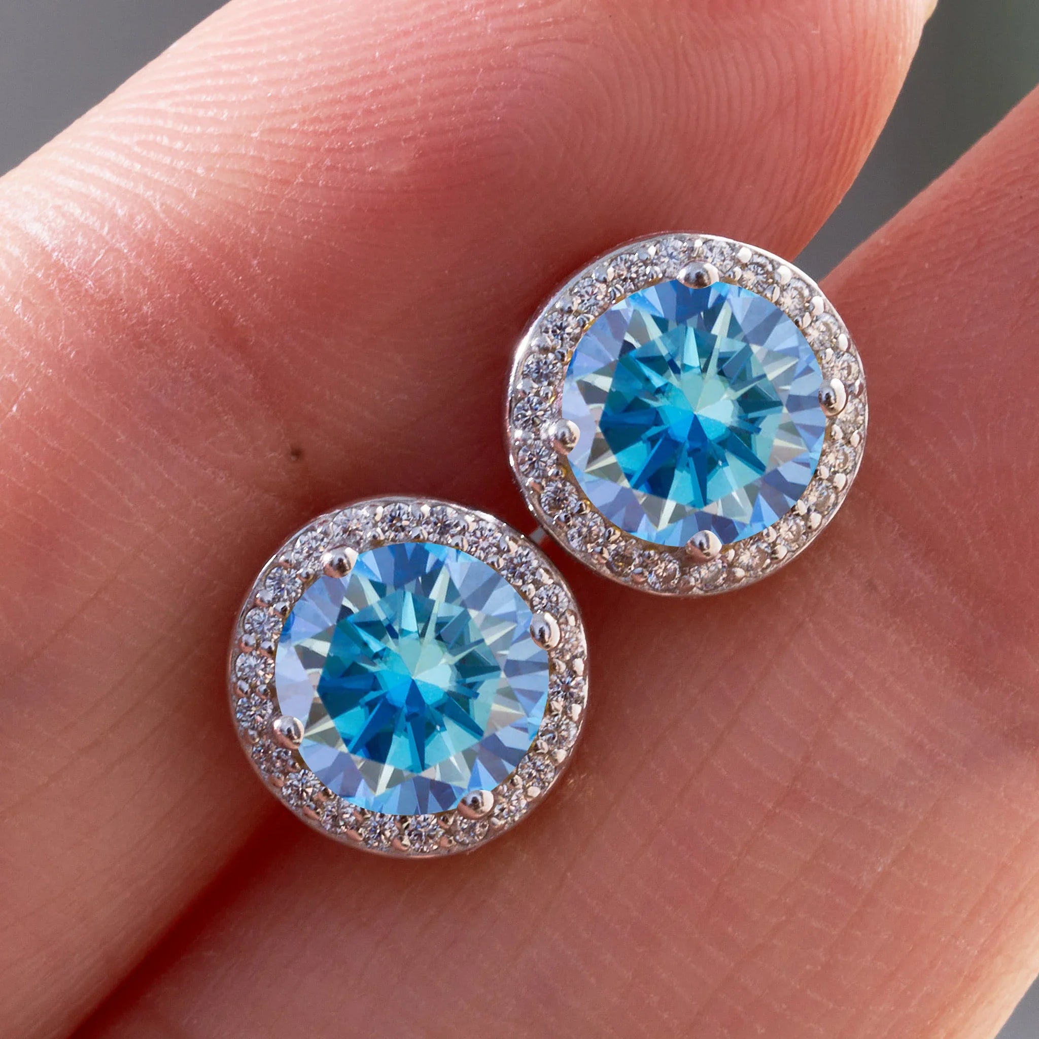 925 Sterling Silver 1ct Moissanite Round Stud Earrings Bridal Wedding Gift