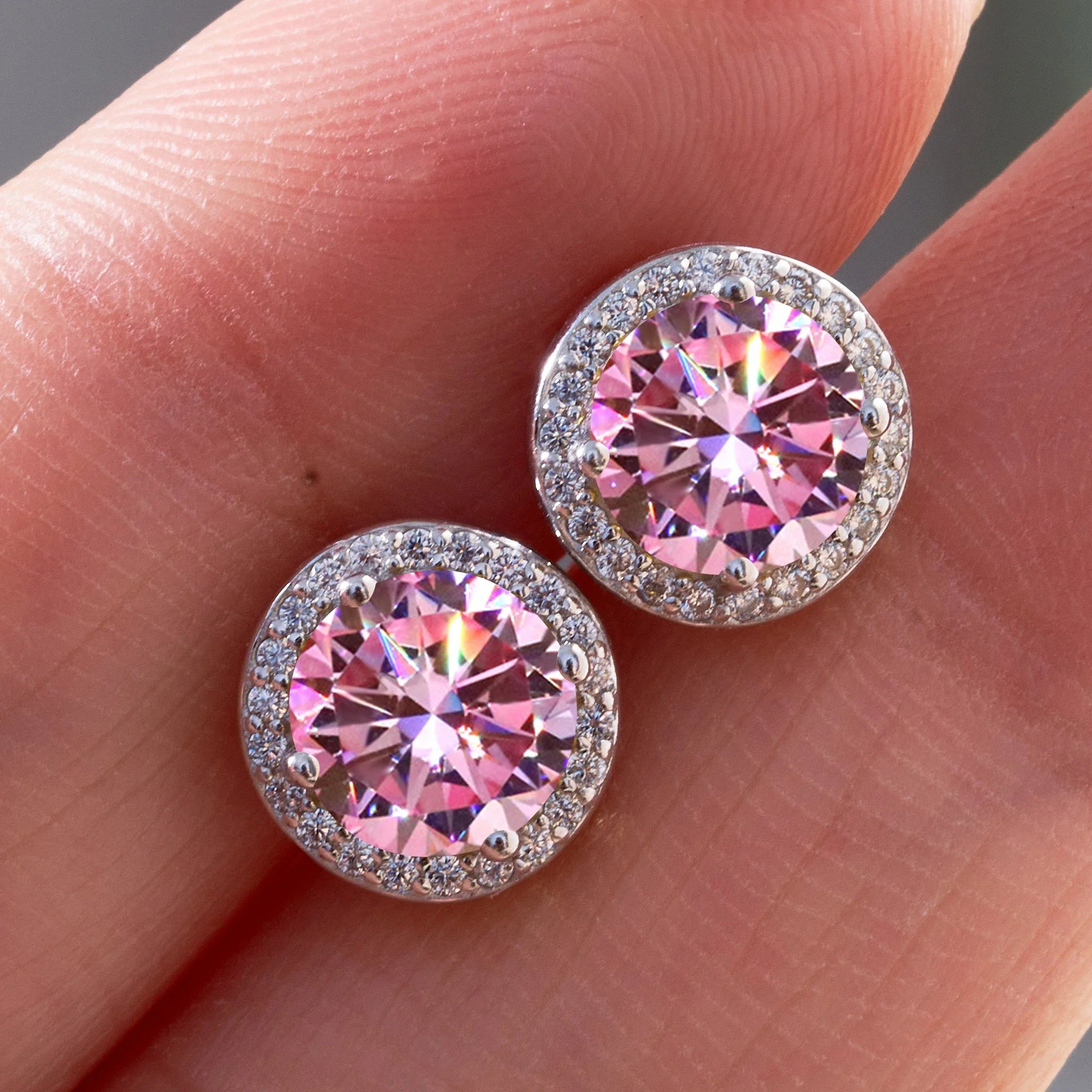 925 Sterling Silver 1ct Moissanite Round Stud Earrings Bridal Wedding Gift