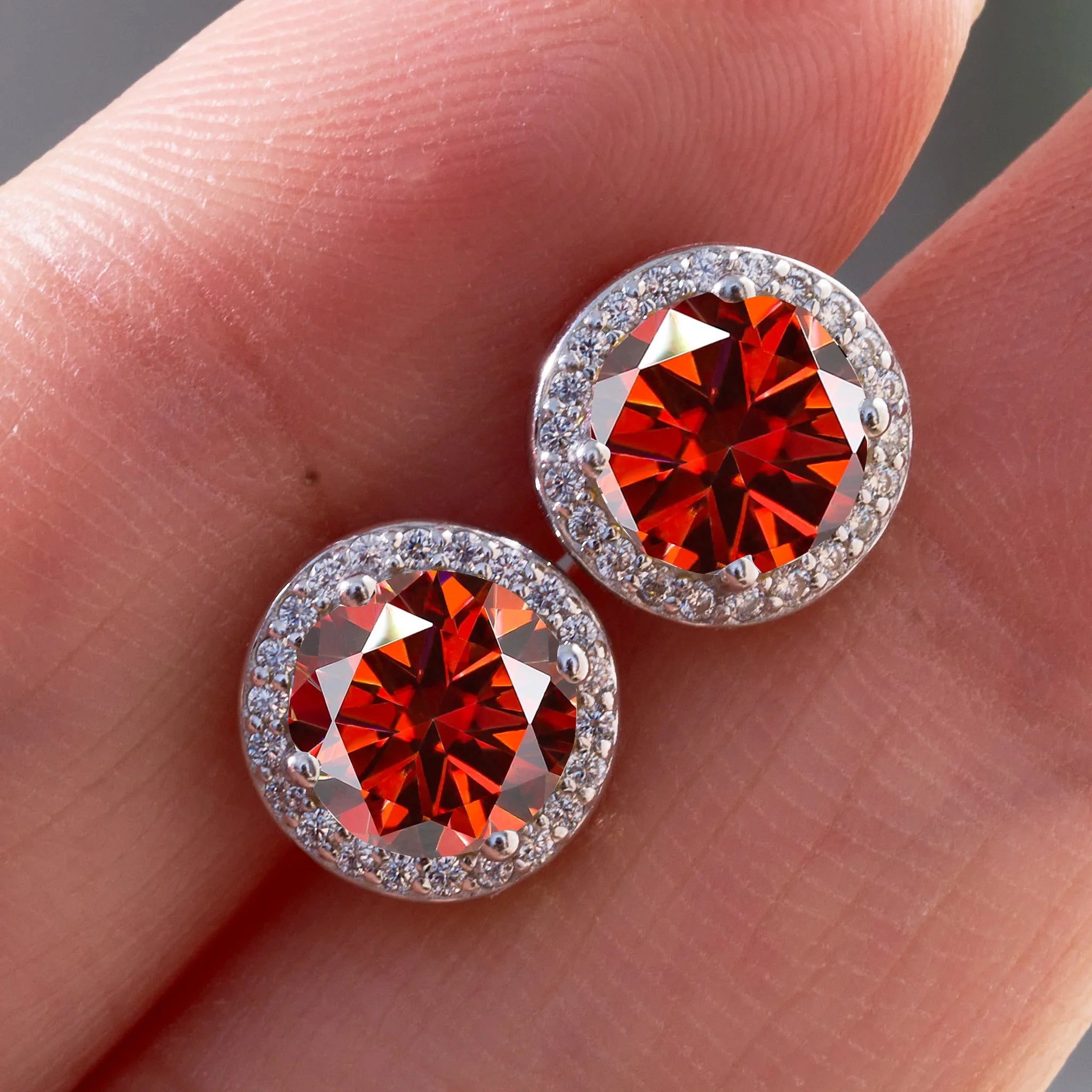 925 Sterling Silver 1ct Moissanite Round Stud Earrings Bridal Wedding Gift