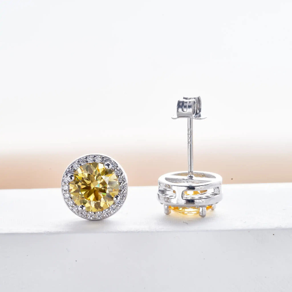 925 Sterling Silver 1ct Moissanite Round Stud Earrings Bridal Wedding Gift