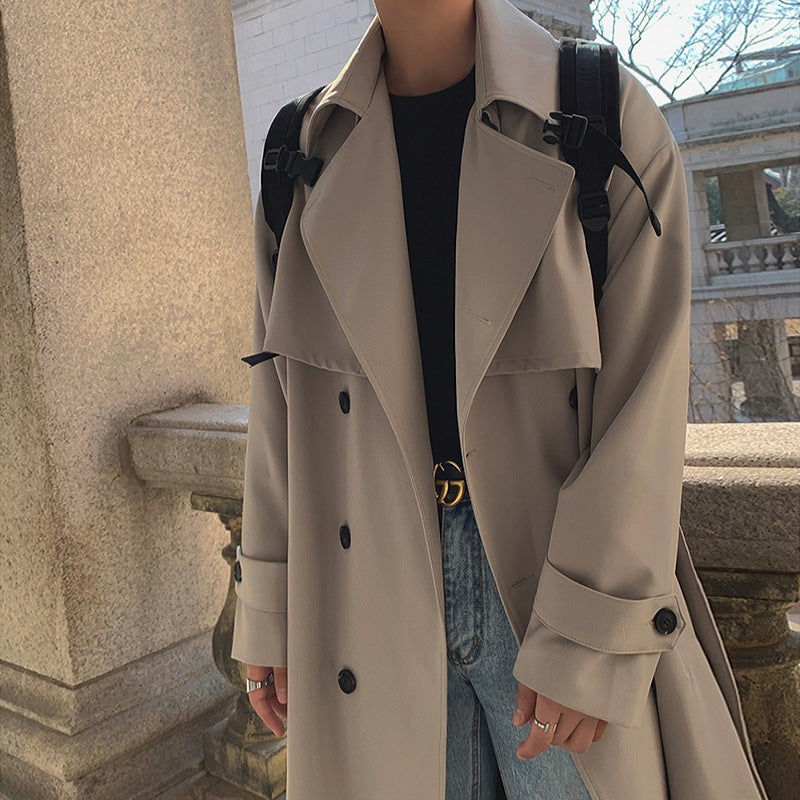 Men's Trench Coat/ Mid-length/ Loose Over-knee/ British Double-breasted Coat by 510_Athletics LLC
