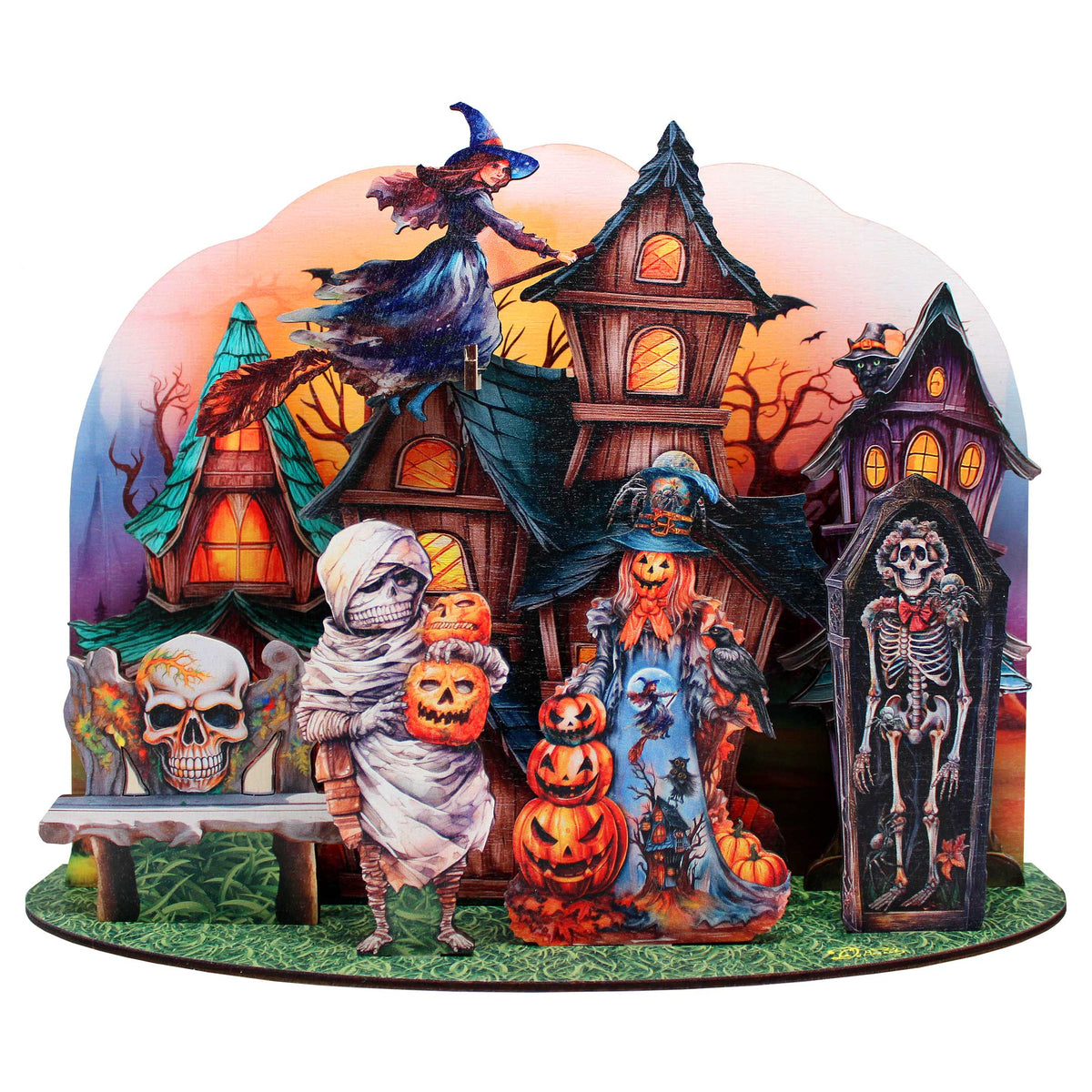 Halloween Spooky Village Eco Wood Decorative Village Eco Wood Set by G. Debrekht - Halloween Decor - 852741-12