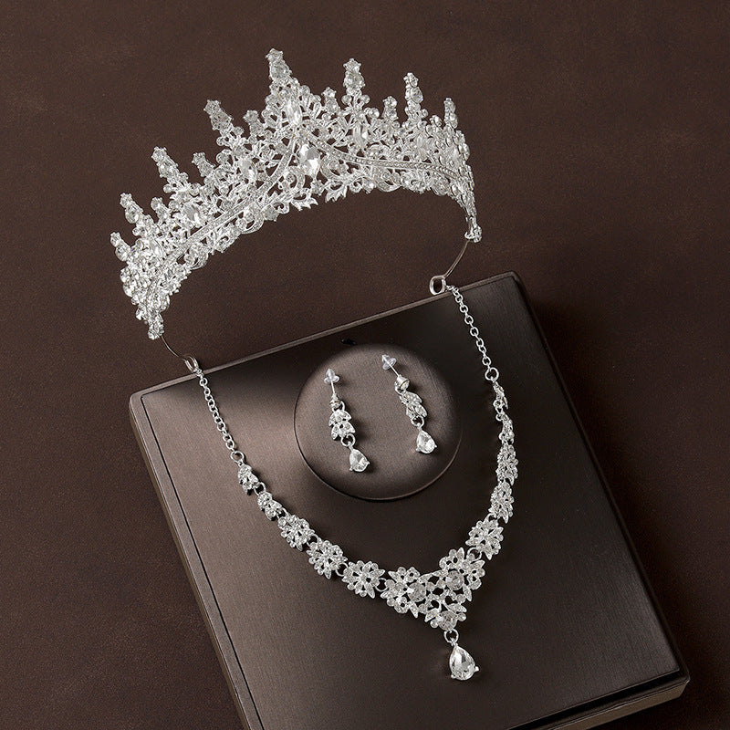 Retro Atmospheric Rhinestone Birthday Crown Hair Accessories Three-piece Suit