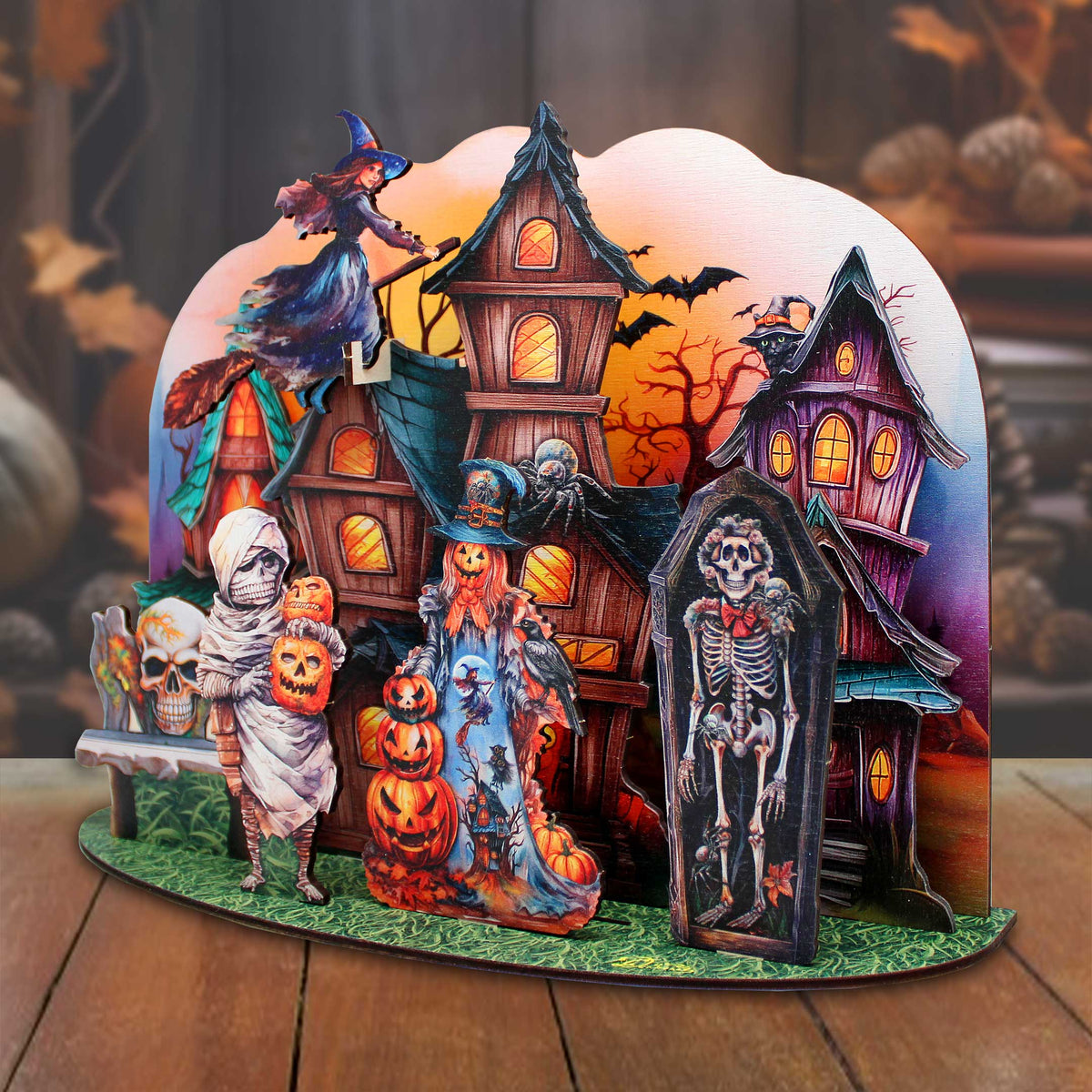Halloween Spooky Village Eco Wood Decorative Village Eco Wood Set by G. Debrekht - Halloween Decor - 852741-12