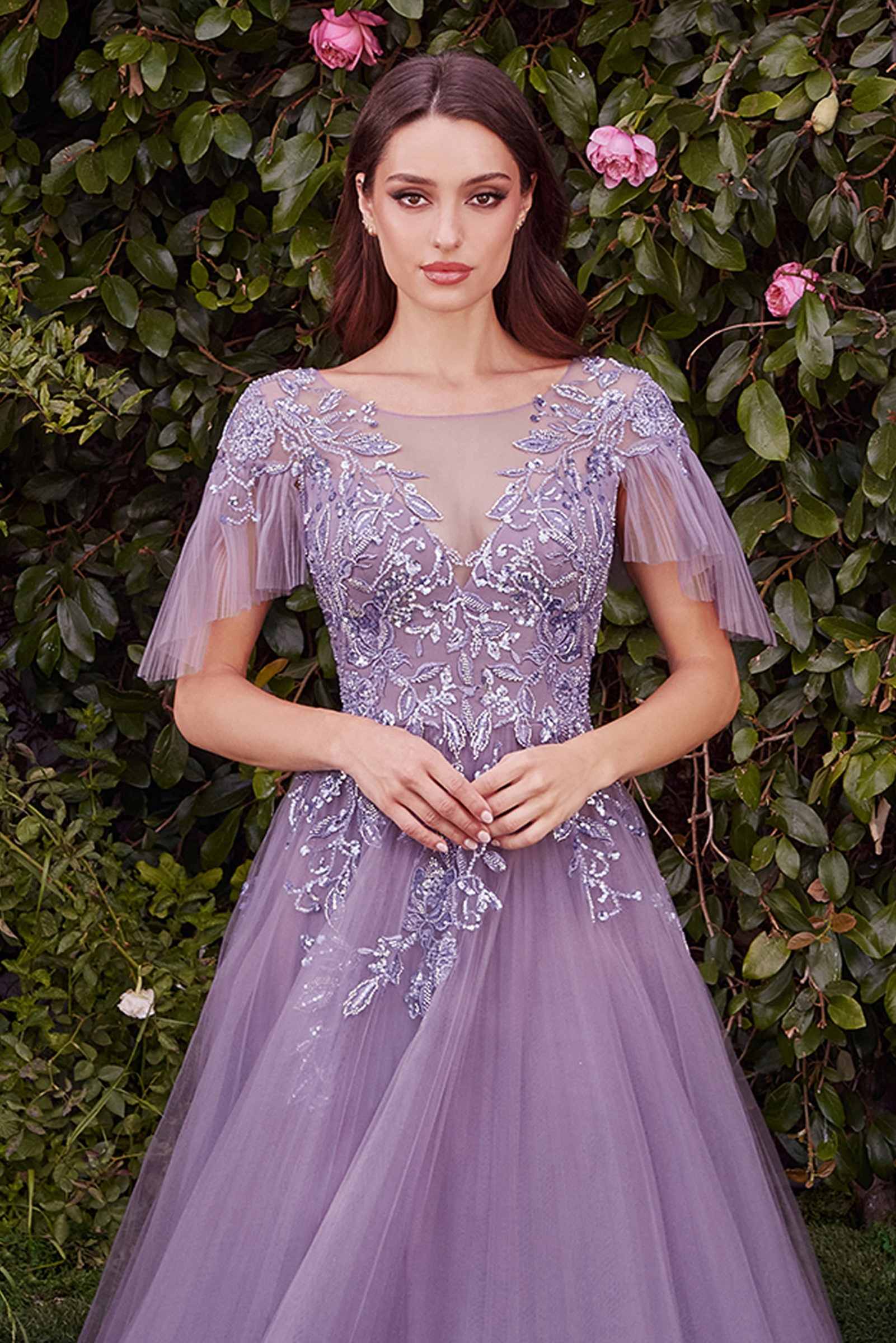 Andrea & Leo A1351 Embellished Lace Layered Tulle Ball Gown