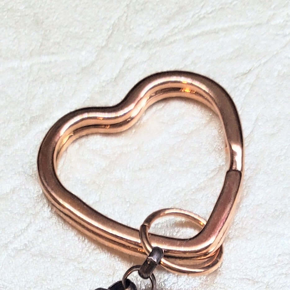 Handmade Caregiver Crystal Copper Ribbon Heart Key Chain