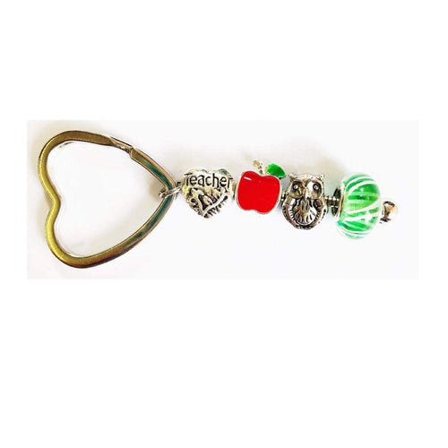 'Apple for the Teacher' Silver Plated Keyring/Handbag Charm by Liberty Charms USA