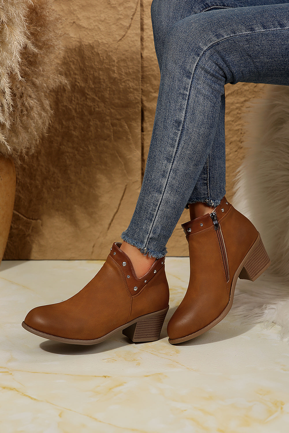 Melody Studded Ankle Boots by Threaded Pear
