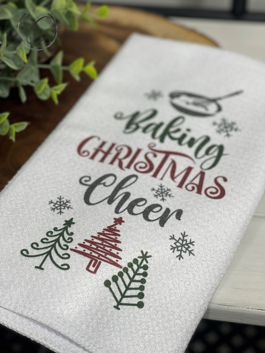 Baking Christmas Cheer Waffle Weave Tea Towel by All The Right Perks LLC
