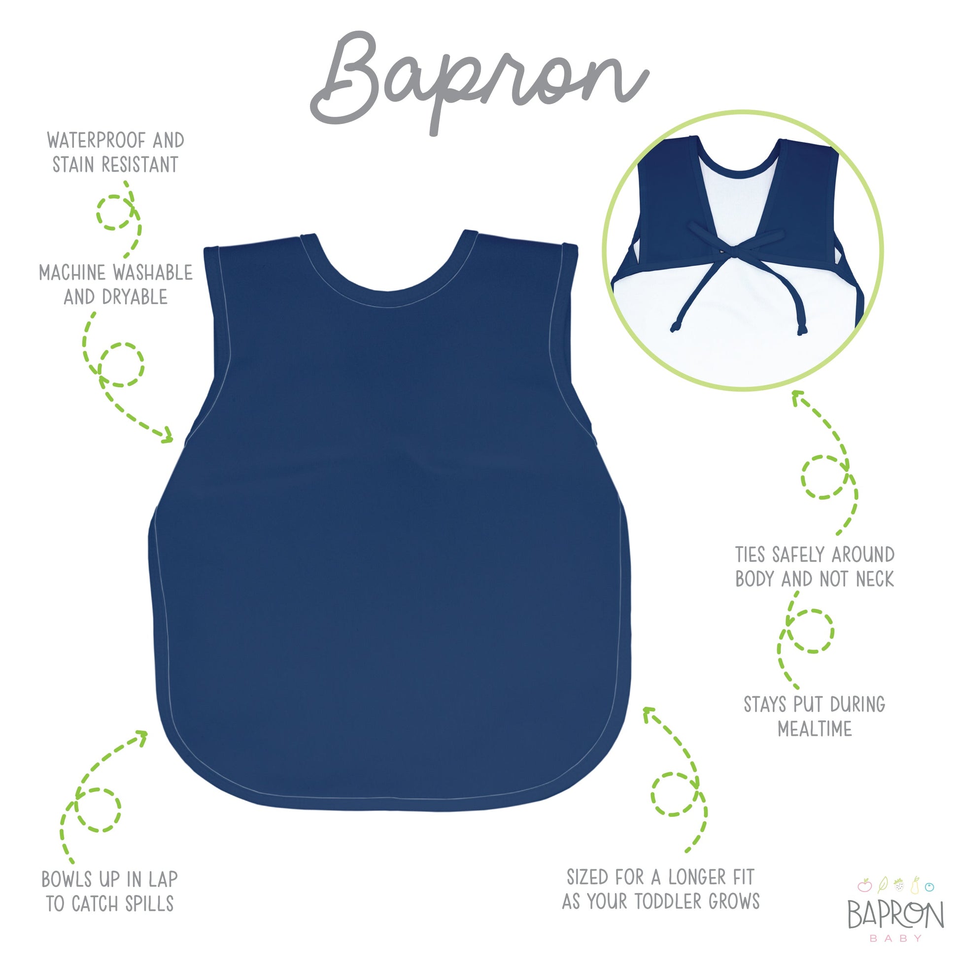 Solid Navy Minimalist Bapron by BapronBaby